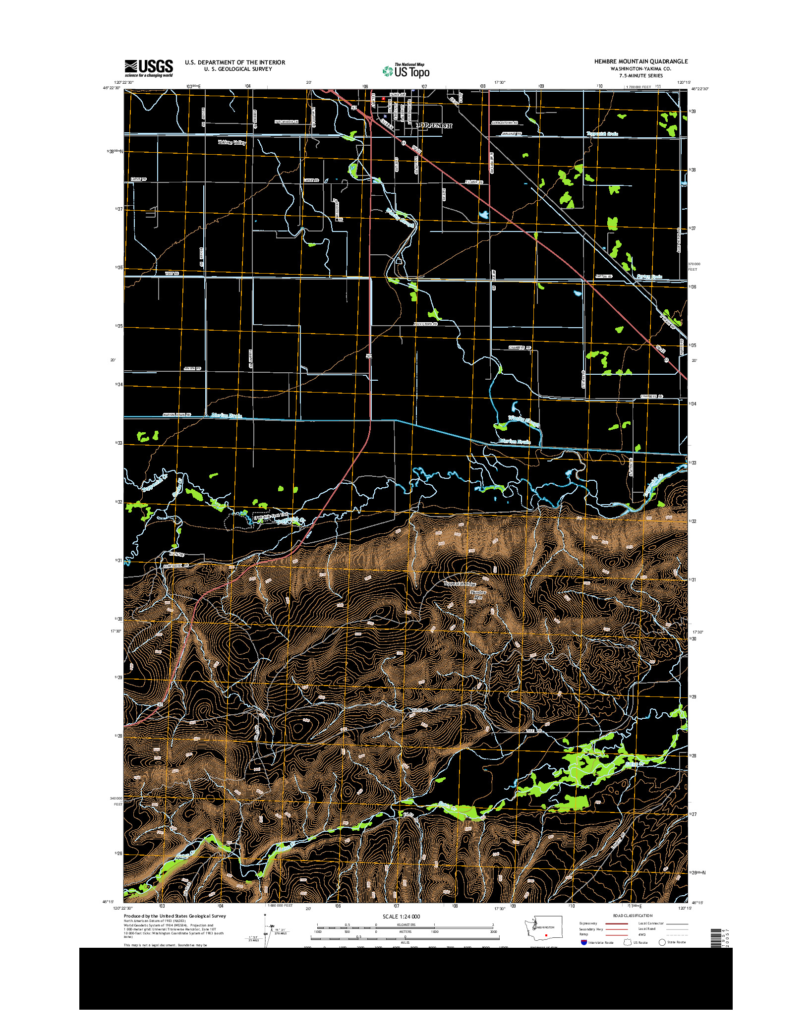 USGS US TOPO 7.5-MINUTE MAP FOR HEMBRE MOUNTAIN, WA 2014