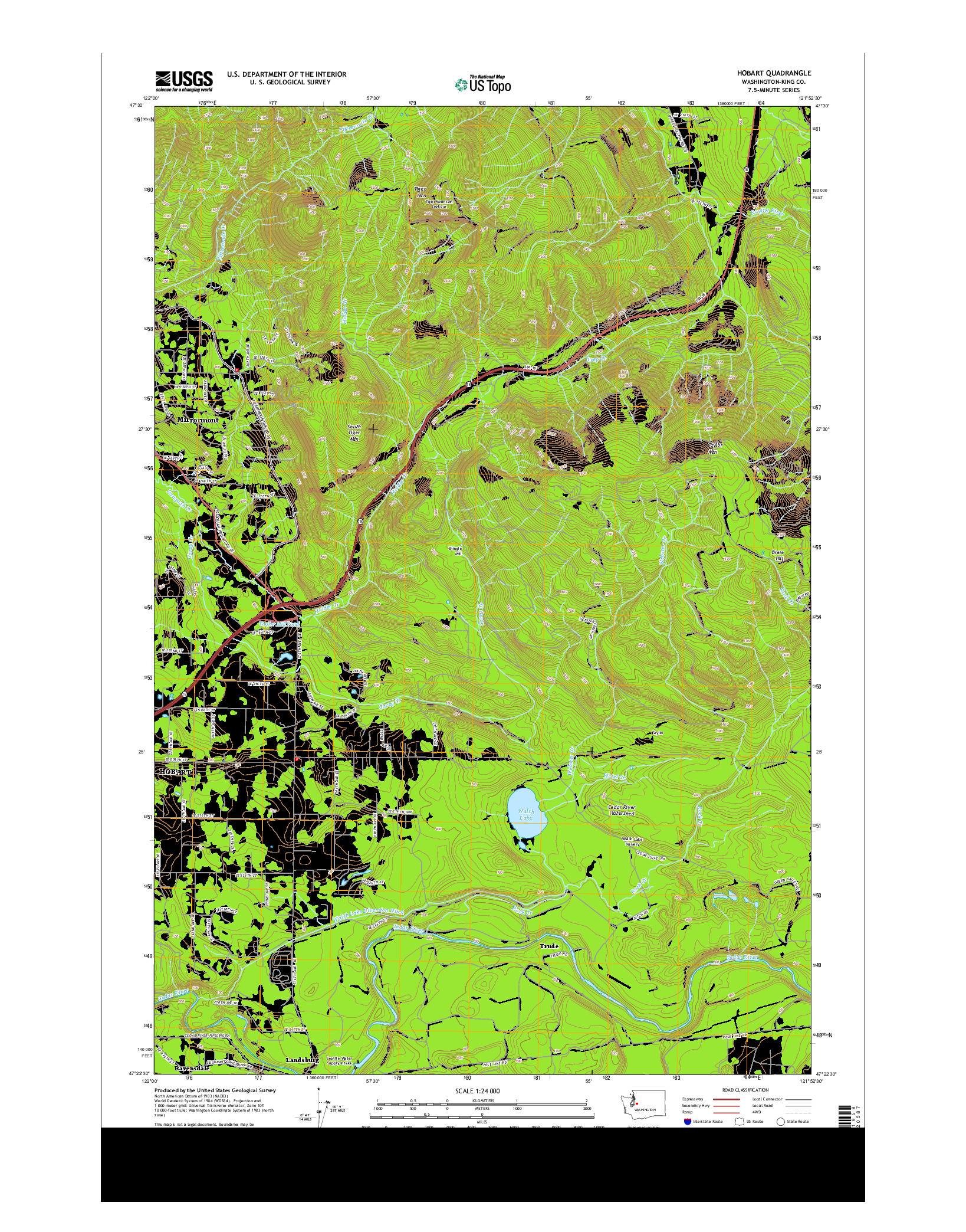 USGS US TOPO 7.5-MINUTE MAP FOR HOBART, WA 2014