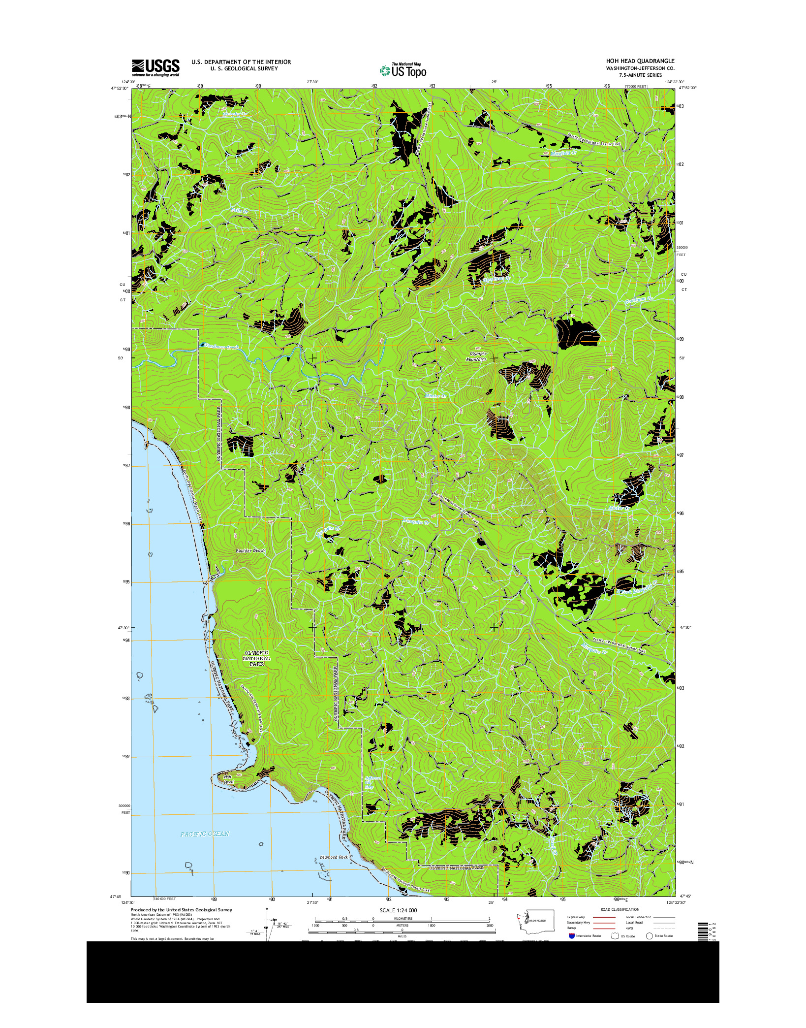 USGS US TOPO 7.5-MINUTE MAP FOR HOH HEAD, WA 2014