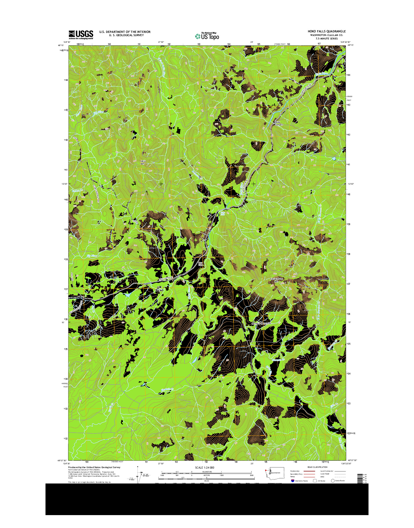 USGS US TOPO 7.5-MINUTE MAP FOR HOKO FALLS, WA 2014