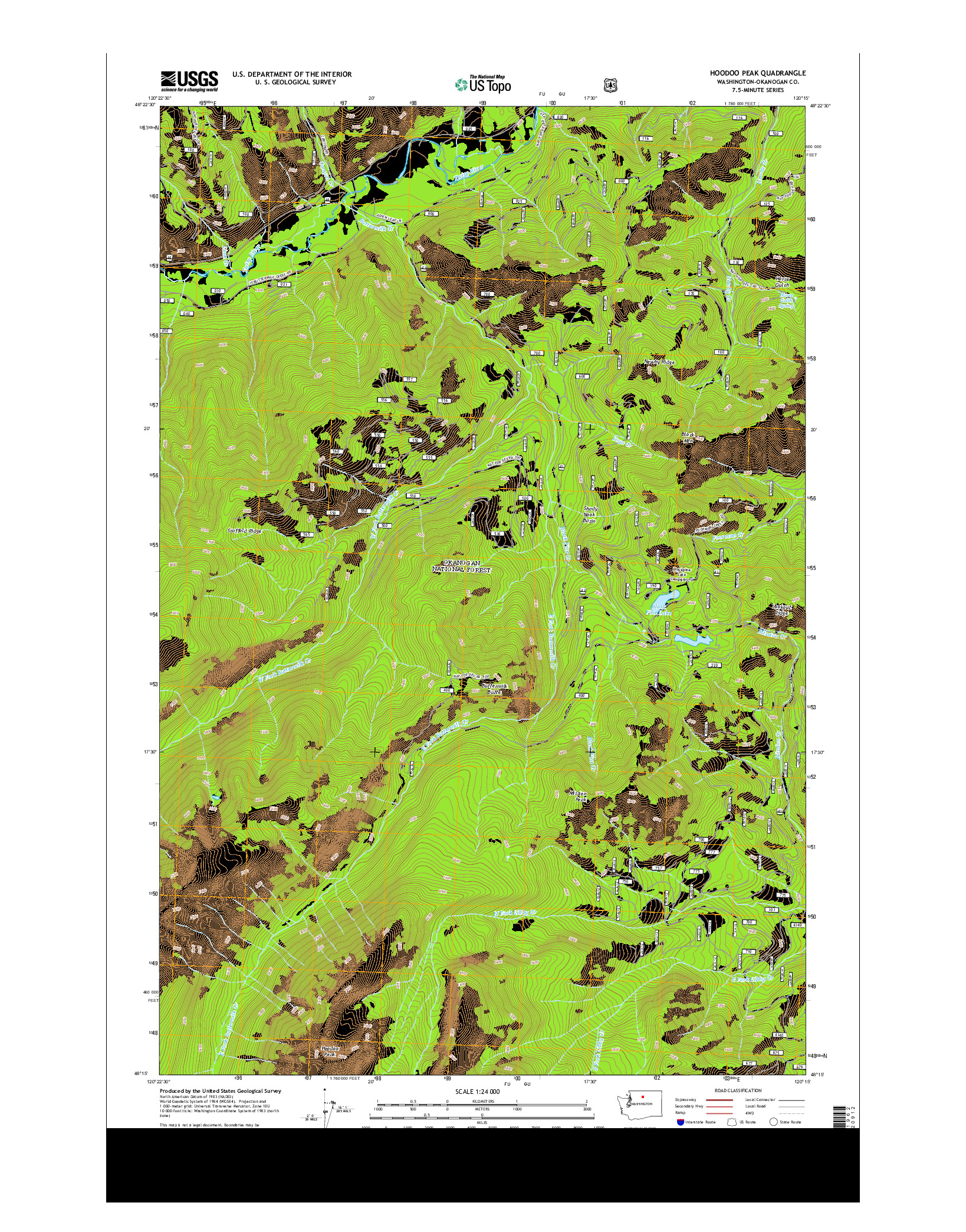 USGS US TOPO 7.5-MINUTE MAP FOR HOODOO PEAK, WA 2014