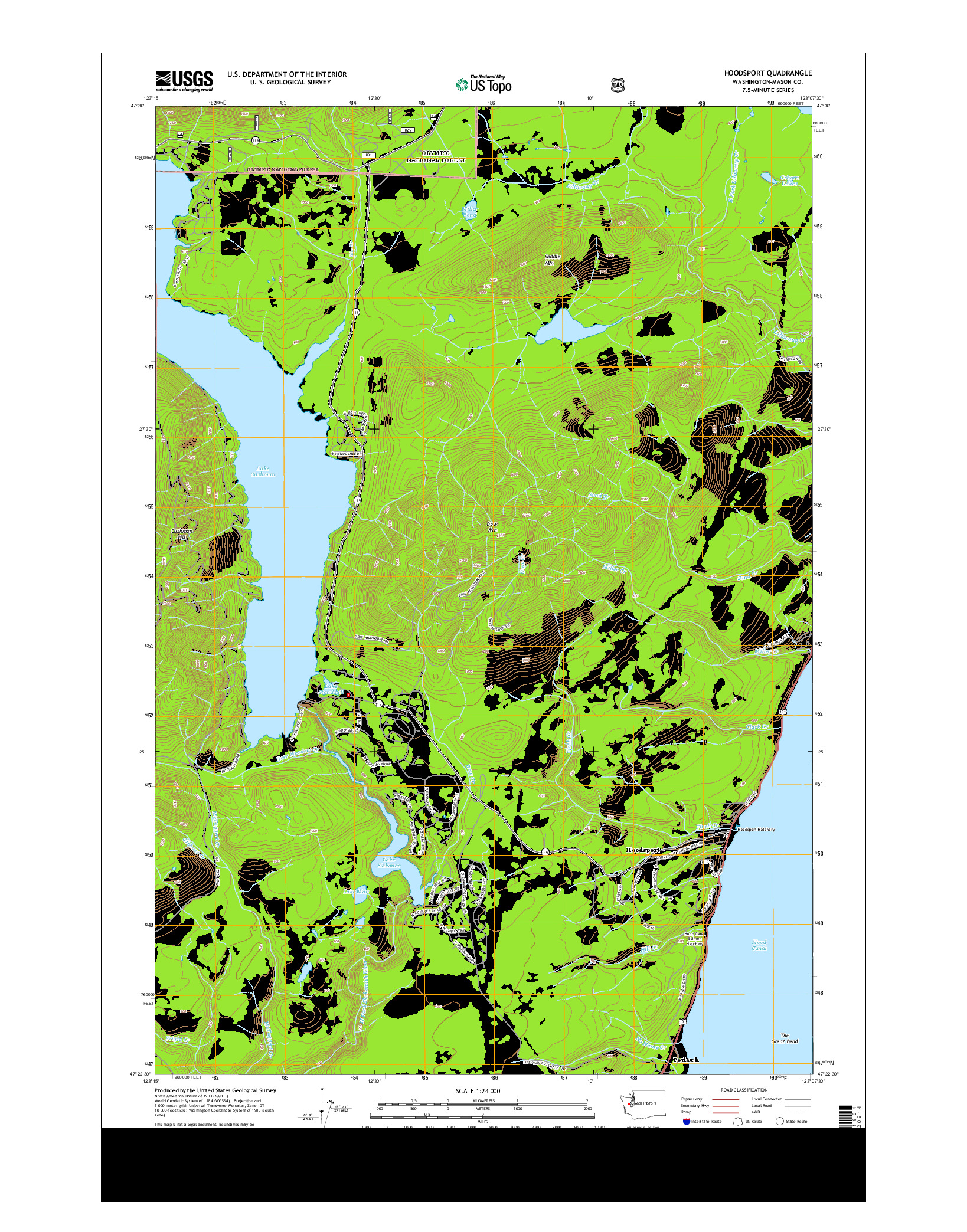 USGS US TOPO 7.5-MINUTE MAP FOR HOODSPORT, WA 2014