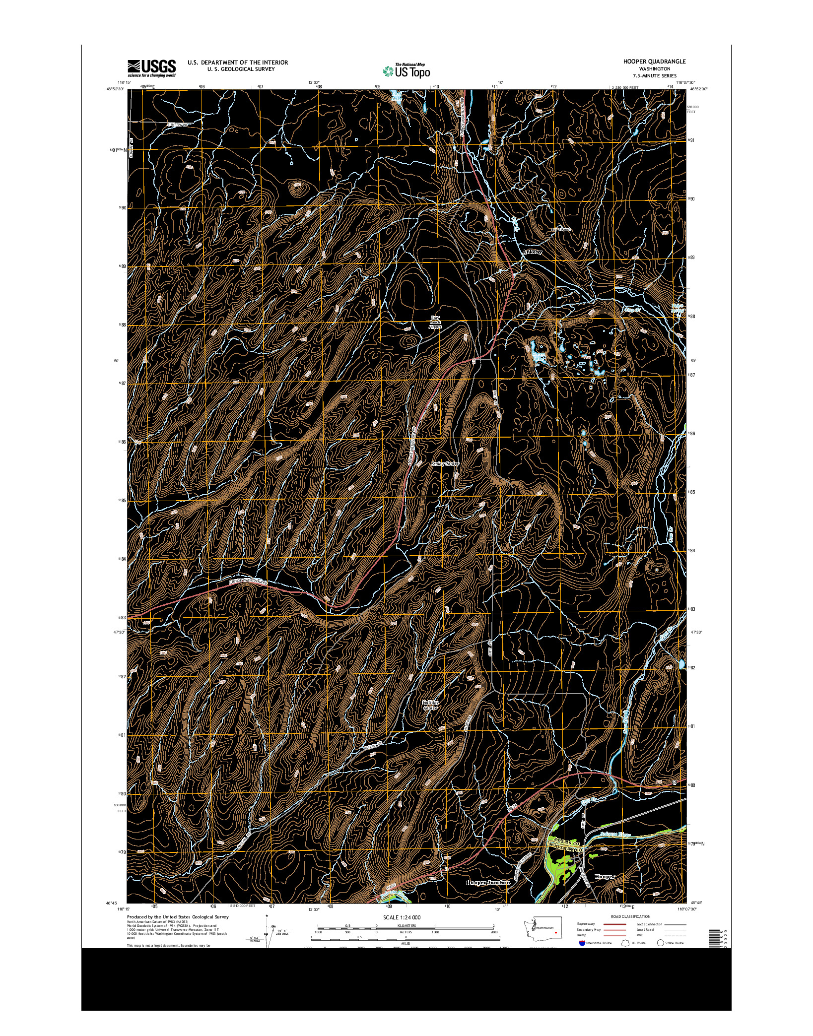 USGS US TOPO 7.5-MINUTE MAP FOR HOOPER, WA 2014