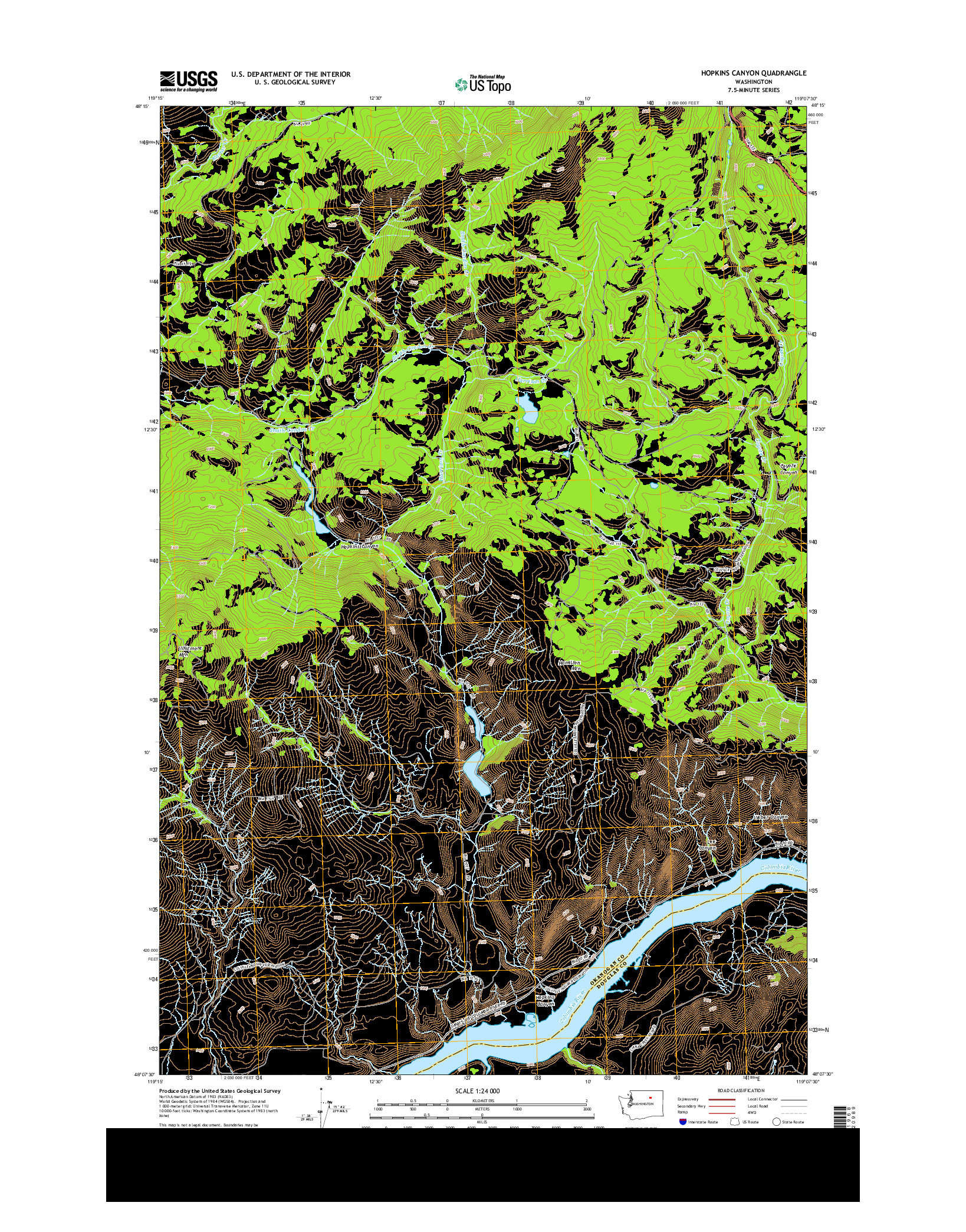 USGS US TOPO 7.5-MINUTE MAP FOR HOPKINS CANYON, WA 2014