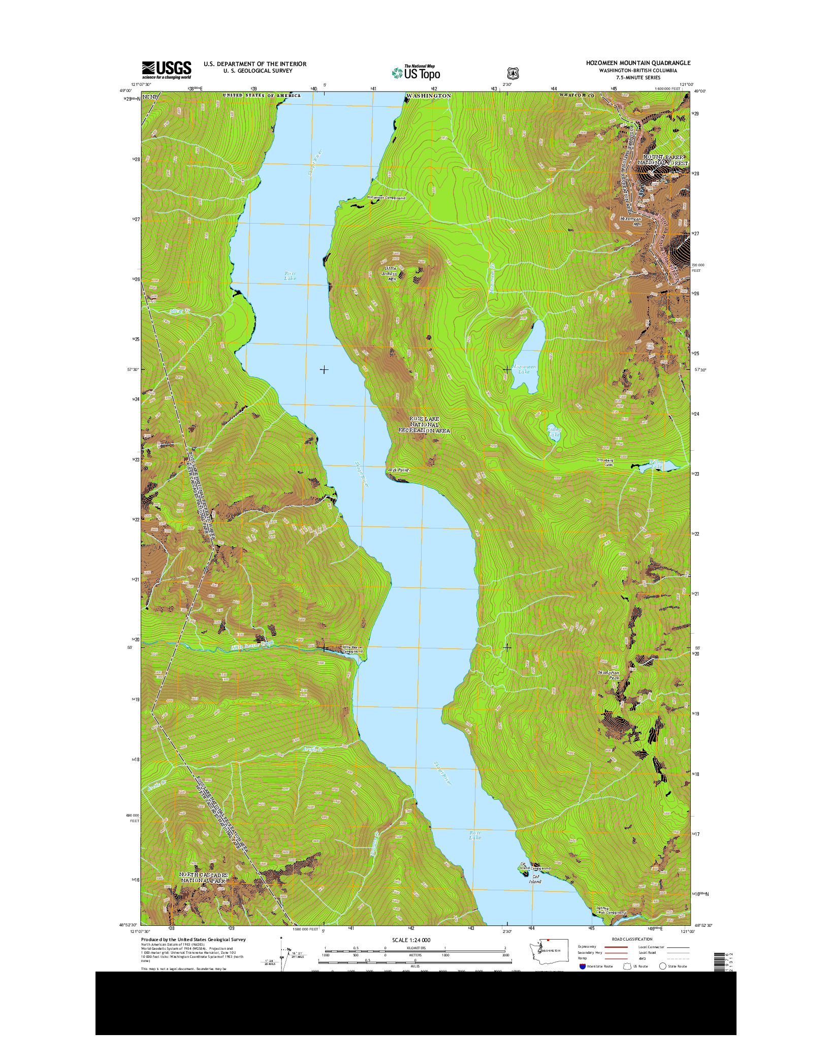 USGS US TOPO 7.5-MINUTE MAP FOR HOZOMEEN MOUNTAIN, WA-BC 2014