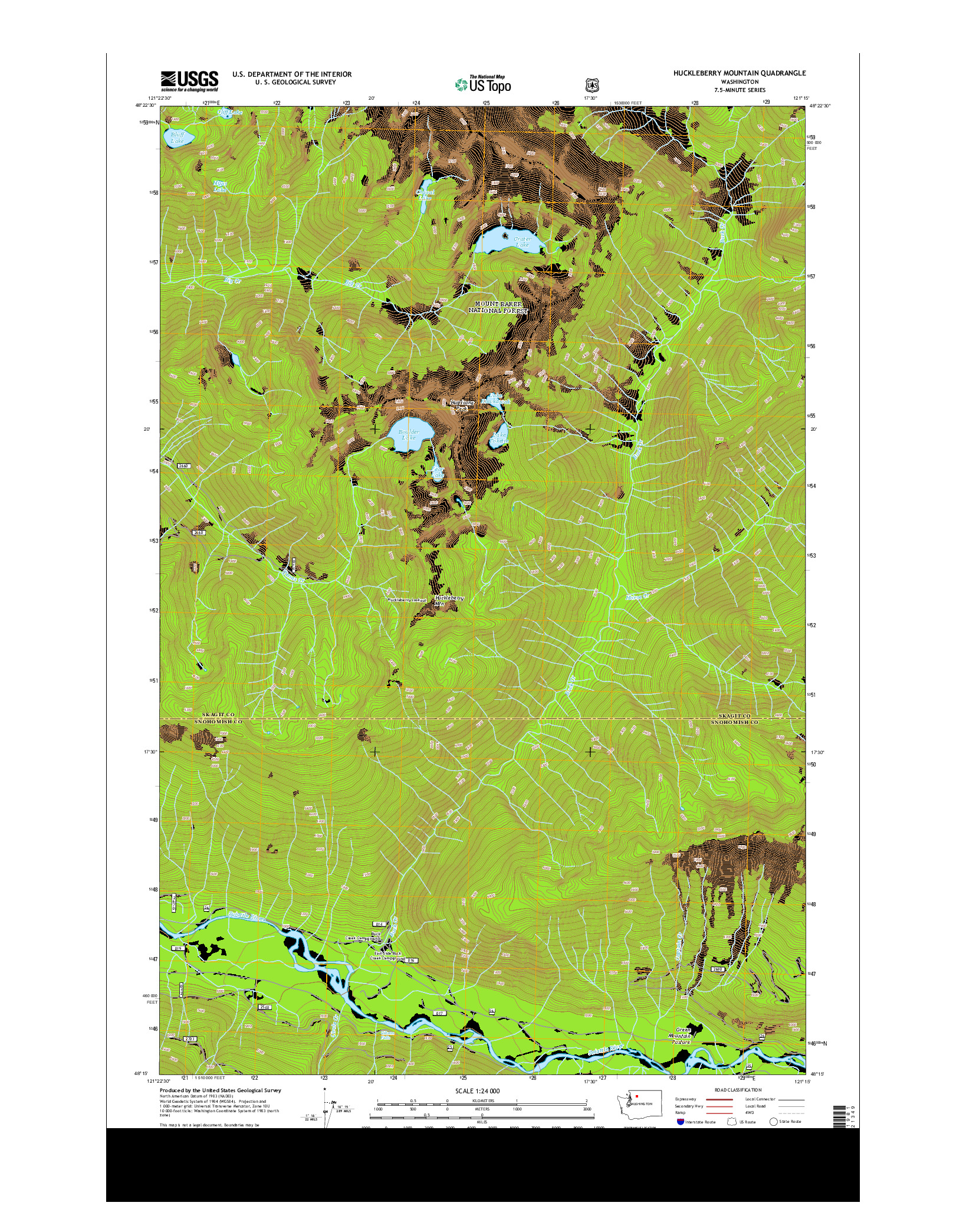 USGS US TOPO 7.5-MINUTE MAP FOR HUCKLEBERRY MOUNTAIN, WA 2014
