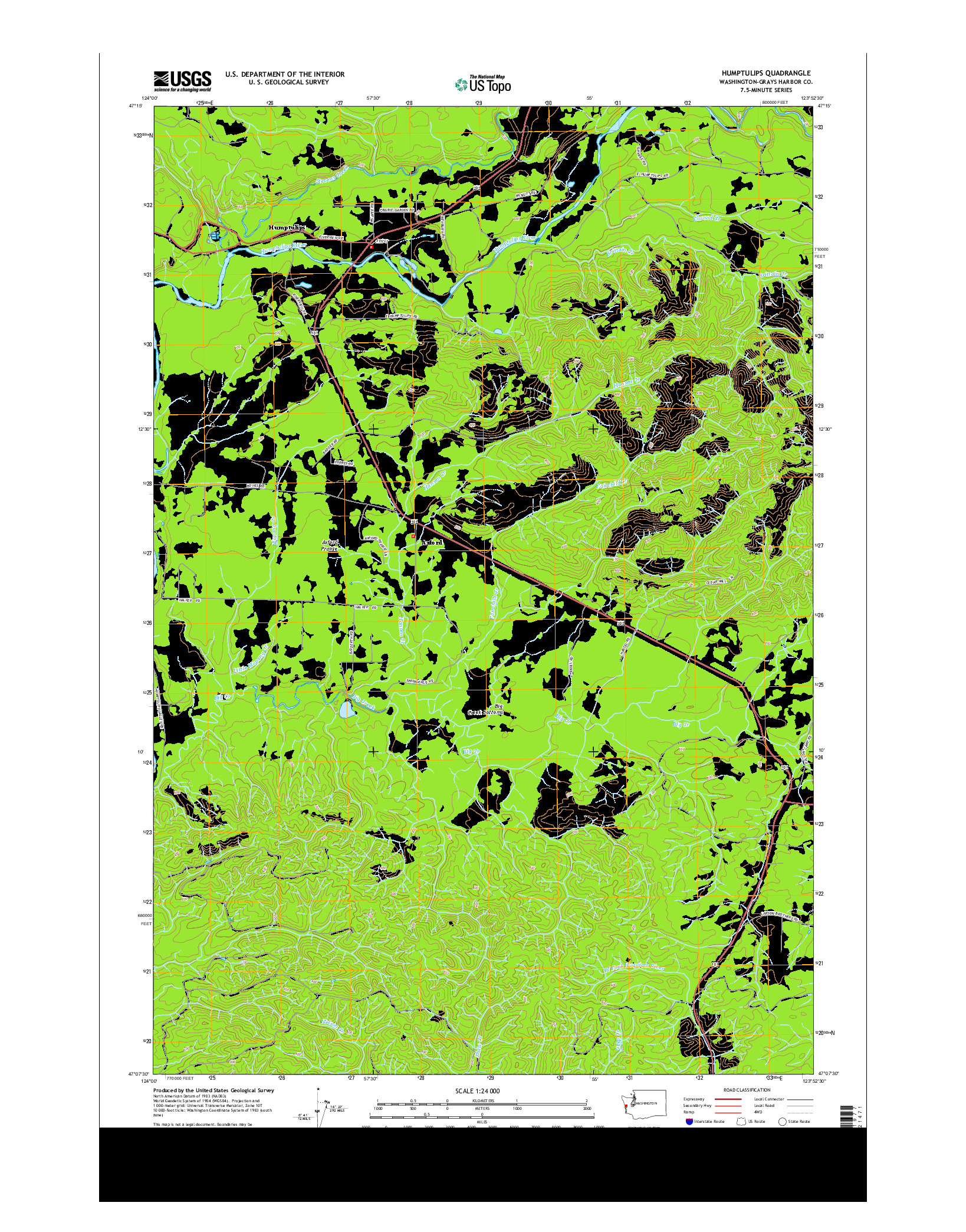 USGS US TOPO 7.5-MINUTE MAP FOR HUMPTULIPS, WA 2014