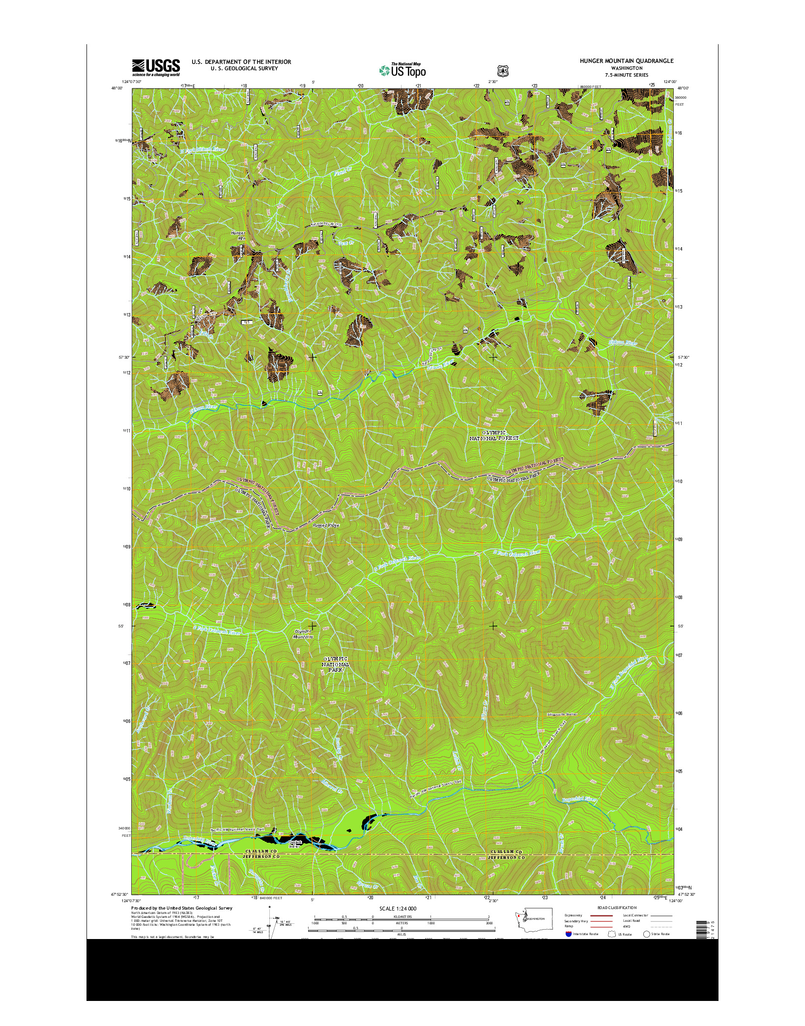 USGS US TOPO 7.5-MINUTE MAP FOR HUNGER MOUNTAIN, WA 2014