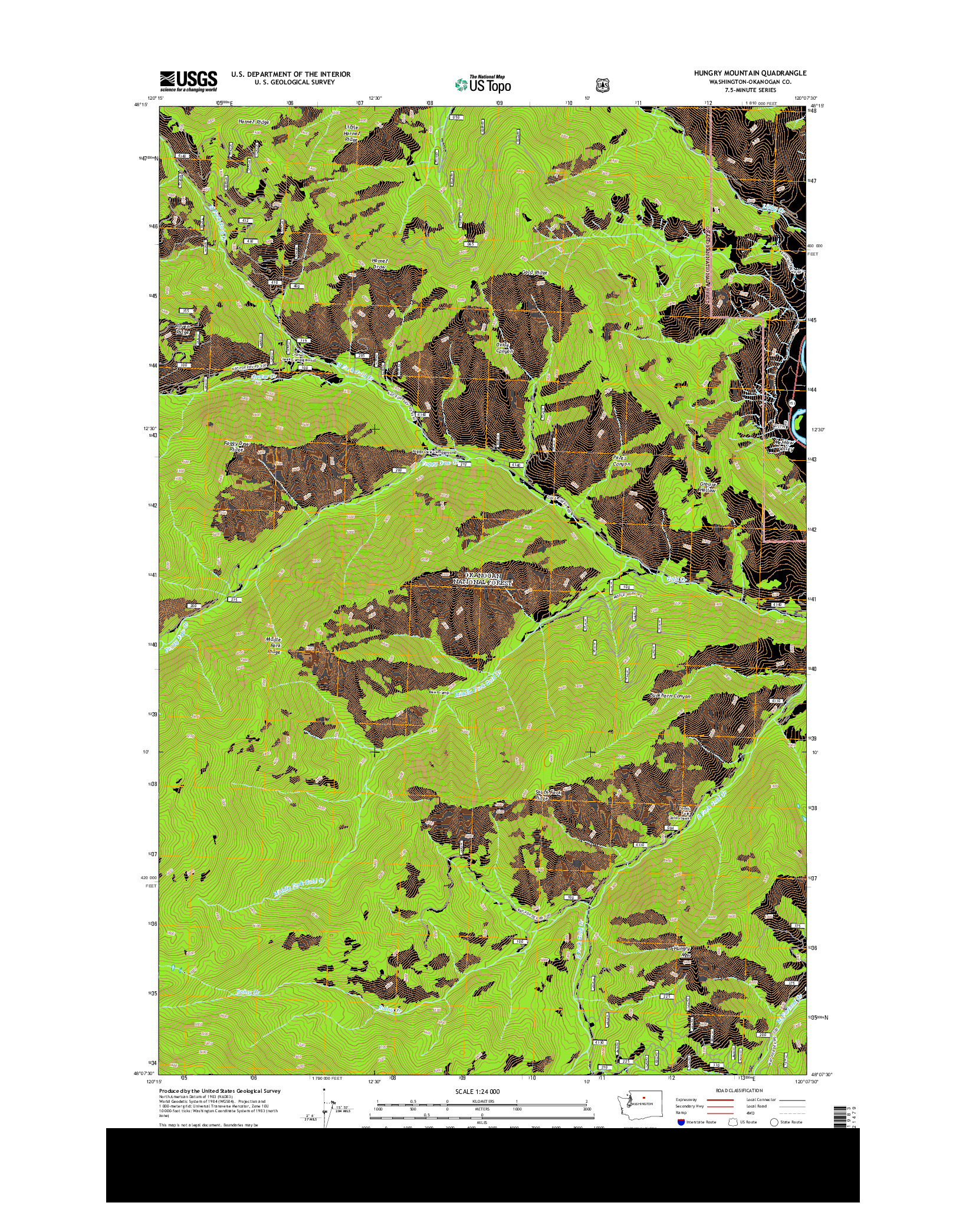 USGS US TOPO 7.5-MINUTE MAP FOR HUNGRY MOUNTAIN, WA 2014