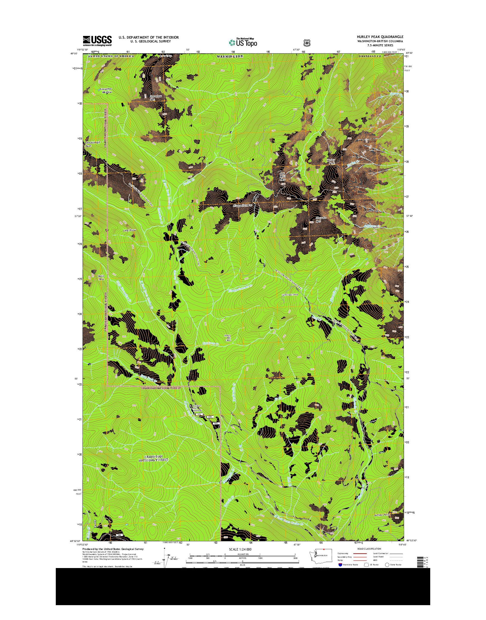 USGS US TOPO 7.5-MINUTE MAP FOR HURLEY PEAK, WA-BC 2014