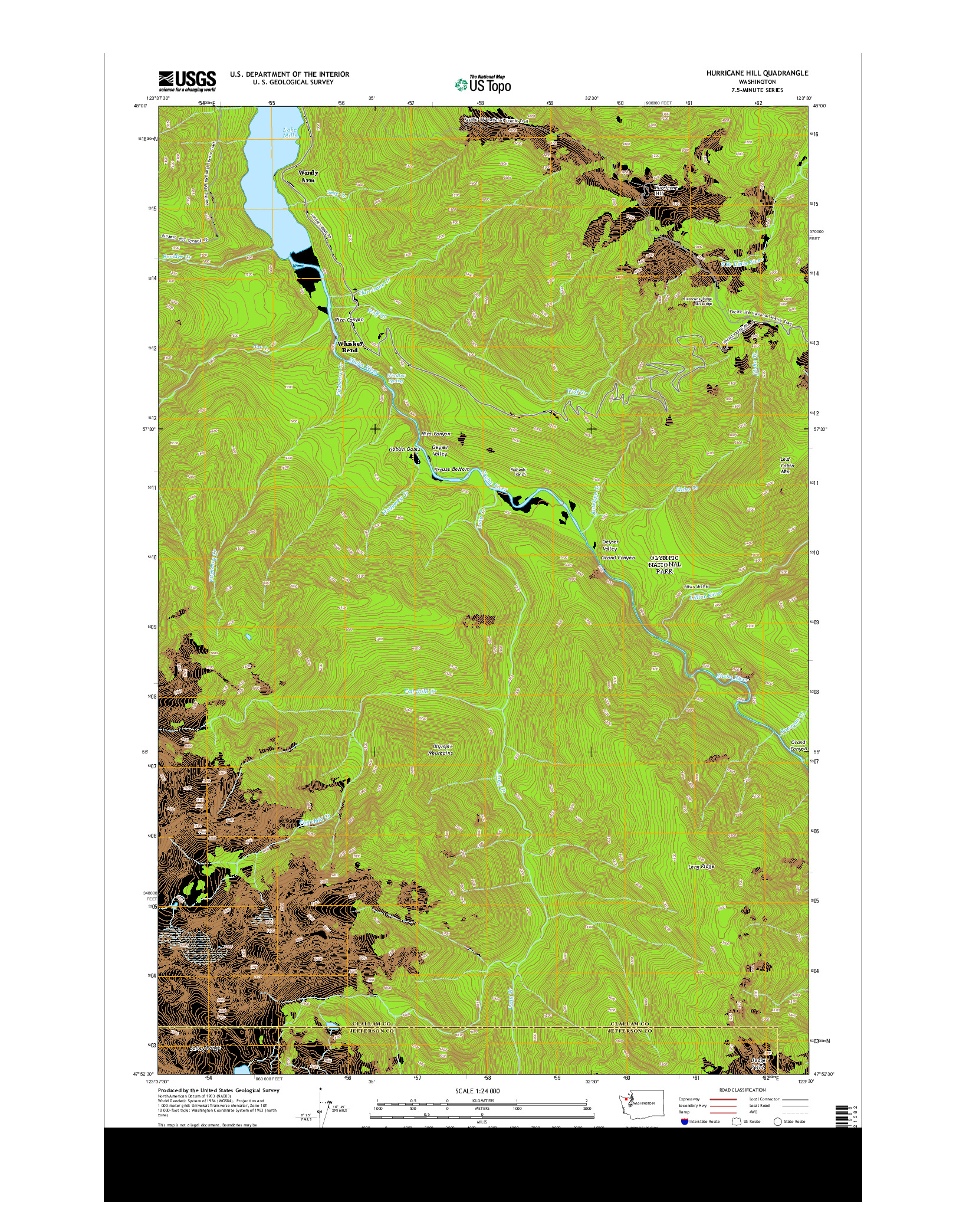 USGS US TOPO 7.5-MINUTE MAP FOR HURRICANE HILL, WA 2014