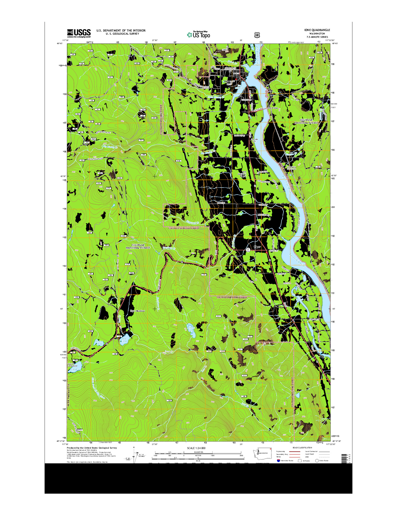 USGS US TOPO 7.5-MINUTE MAP FOR IONE, WA 2014