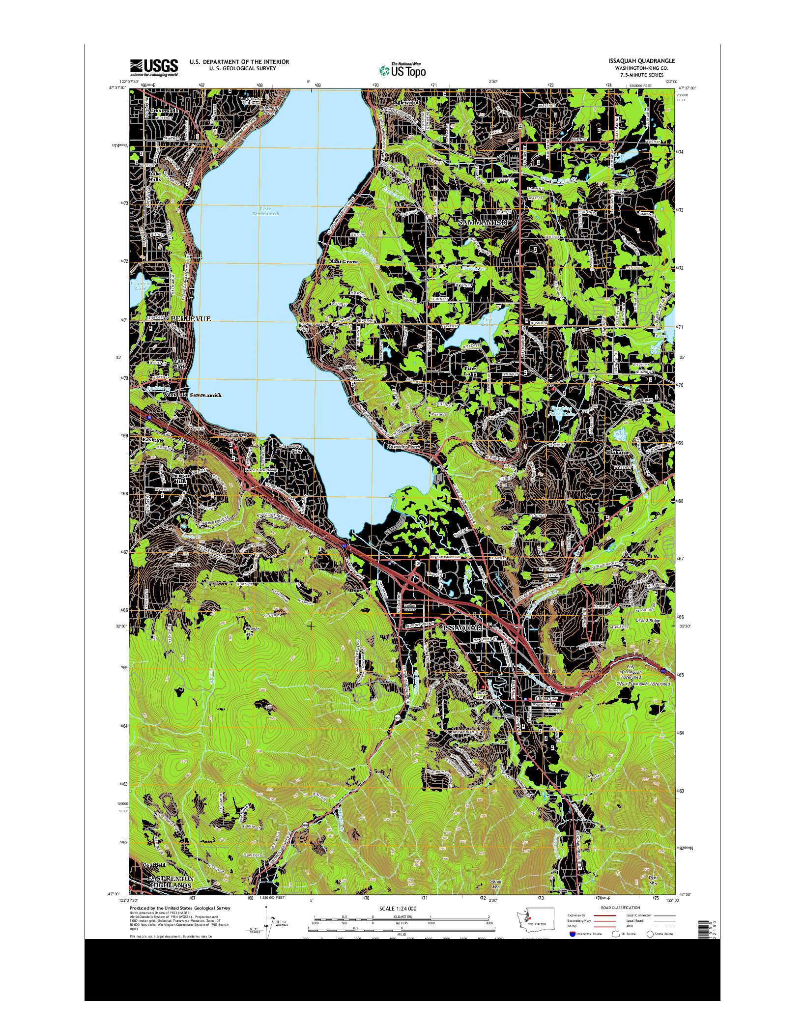 USGS US TOPO 7.5-MINUTE MAP FOR ISSAQUAH, WA 2014