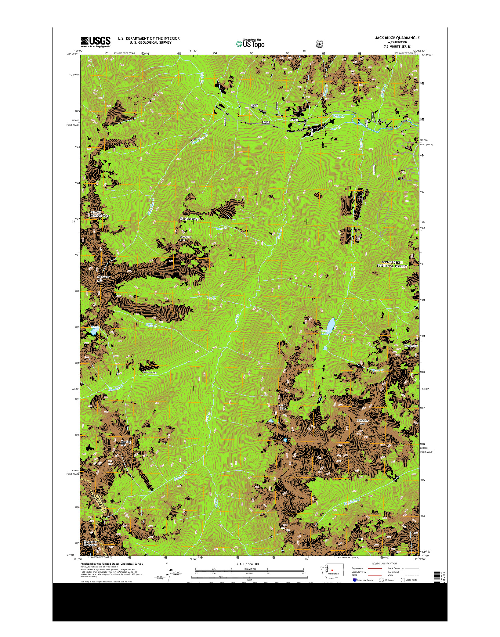 USGS US TOPO 7.5-MINUTE MAP FOR JACK RIDGE, WA 2014