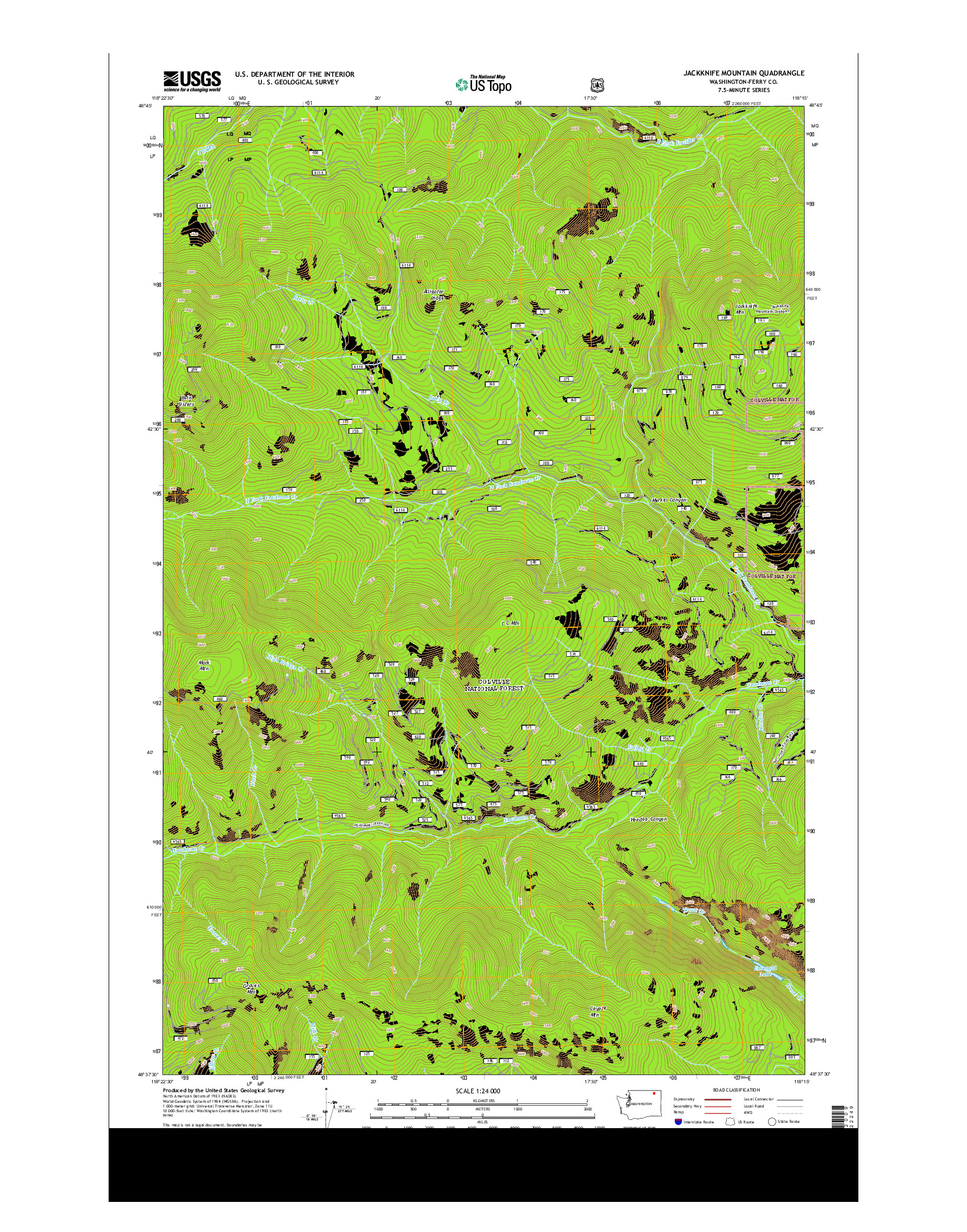 USGS US TOPO 7.5-MINUTE MAP FOR JACKKNIFE MOUNTAIN, WA 2014