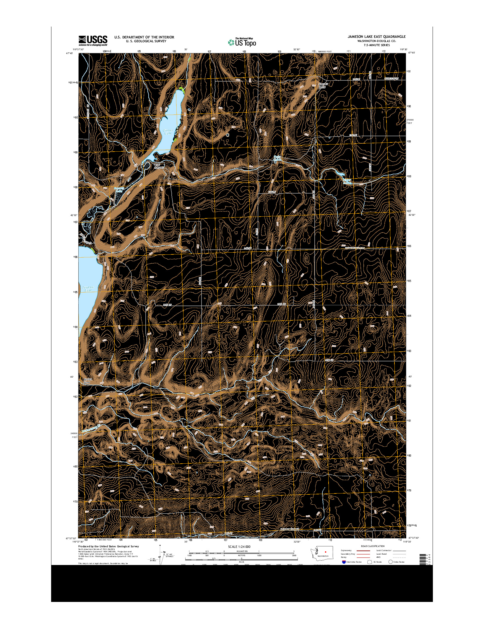 USGS US TOPO 7.5-MINUTE MAP FOR JAMESON LAKE EAST, WA 2014