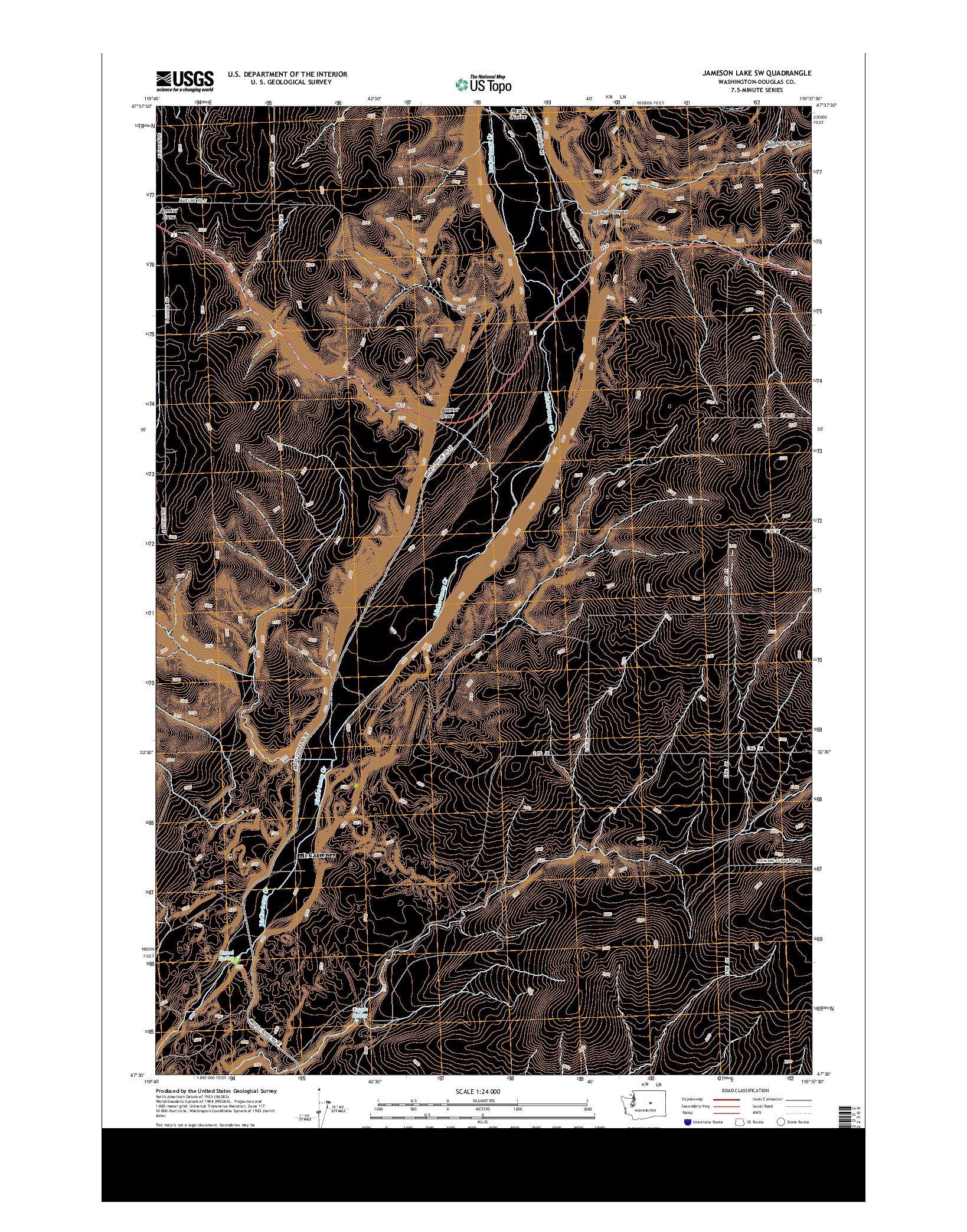 USGS US TOPO 7.5-MINUTE MAP FOR JAMESON LAKE SW, WA 2014