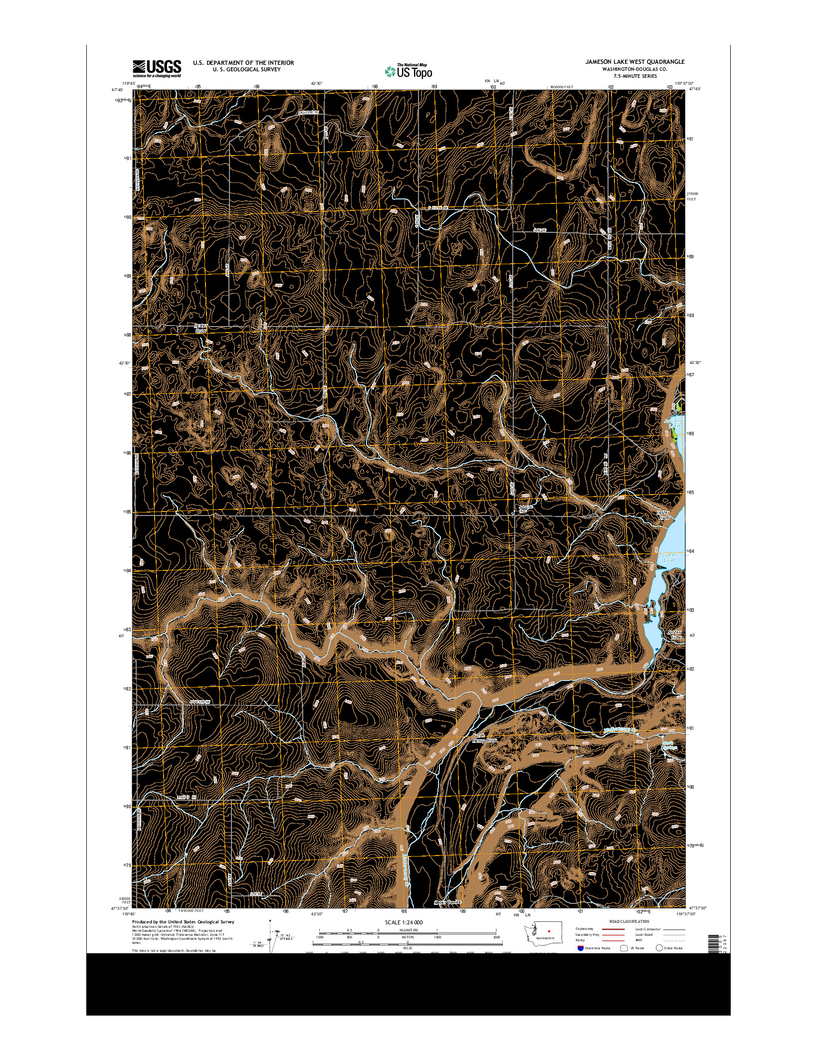 USGS US TOPO 7.5-MINUTE MAP FOR JAMESON LAKE WEST, WA 2014