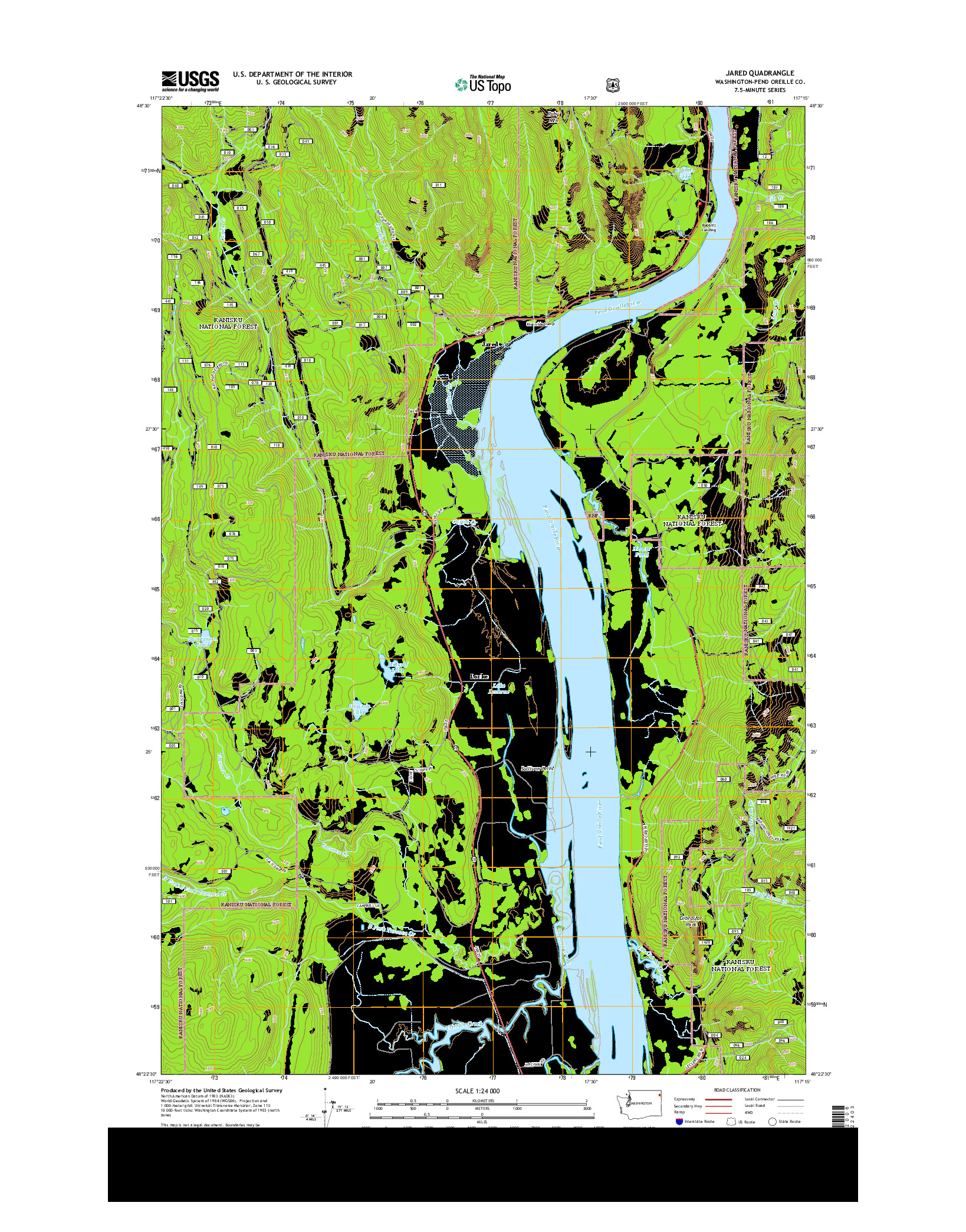 USGS US TOPO 7.5-MINUTE MAP FOR JARED, WA 2014