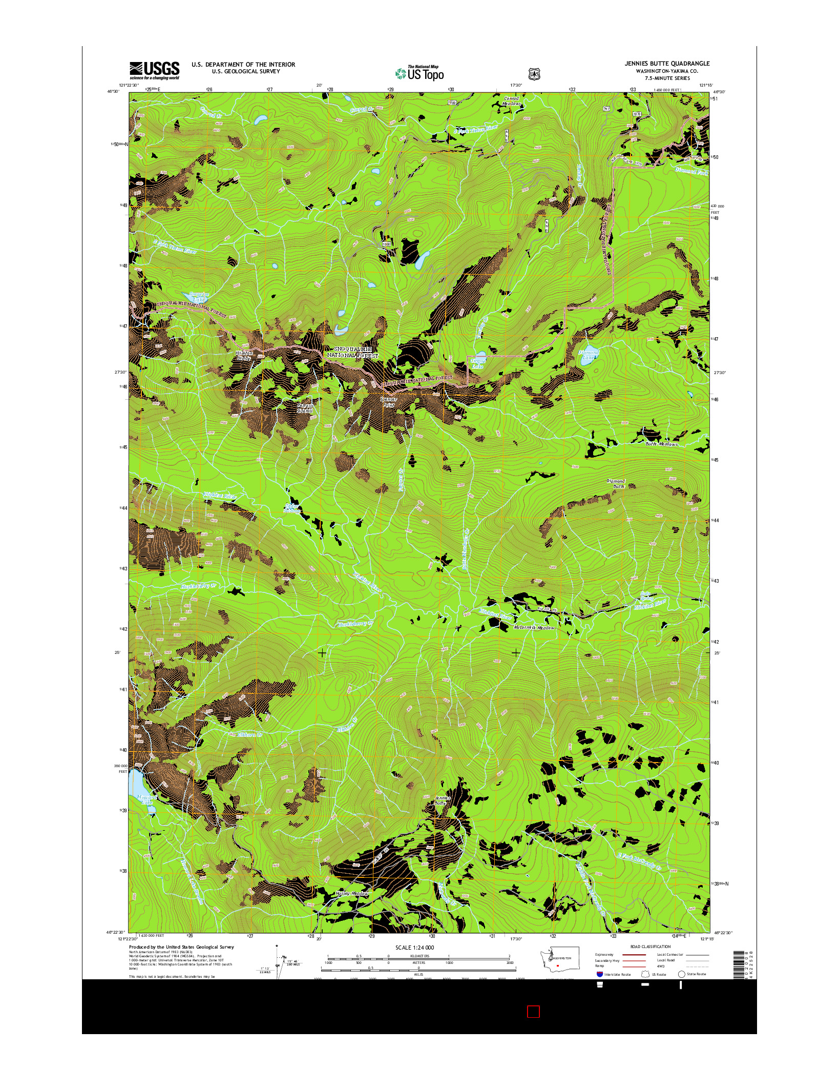 USGS US TOPO 7.5-MINUTE MAP FOR JENNIES BUTTE, WA 2014