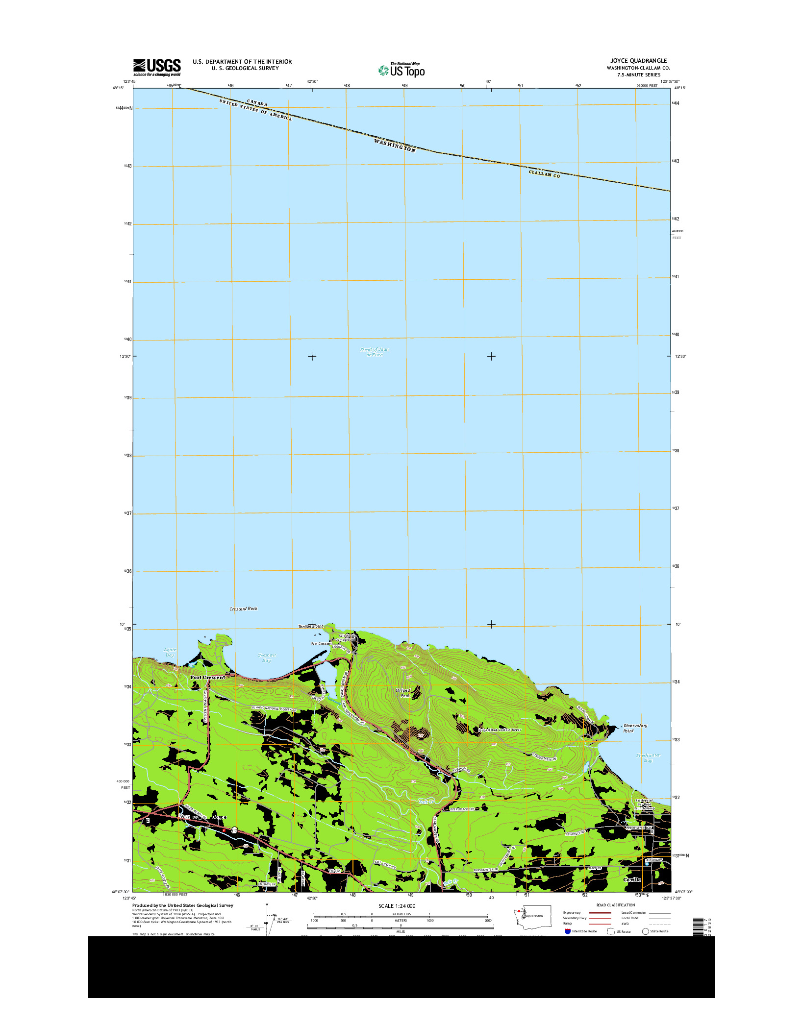 USGS US TOPO 7.5-MINUTE MAP FOR JOYCE, WA 2014