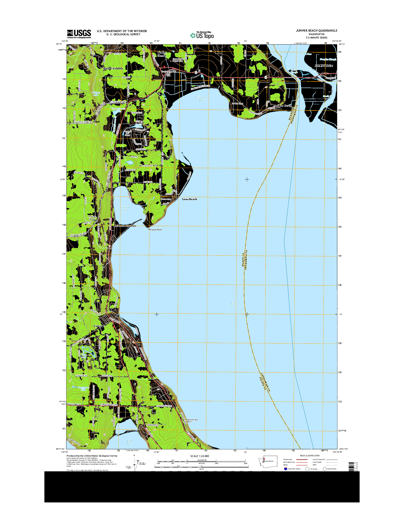 USGS US TOPO 7.5-MINUTE MAP FOR JUNIPER BEACH, WA 2014