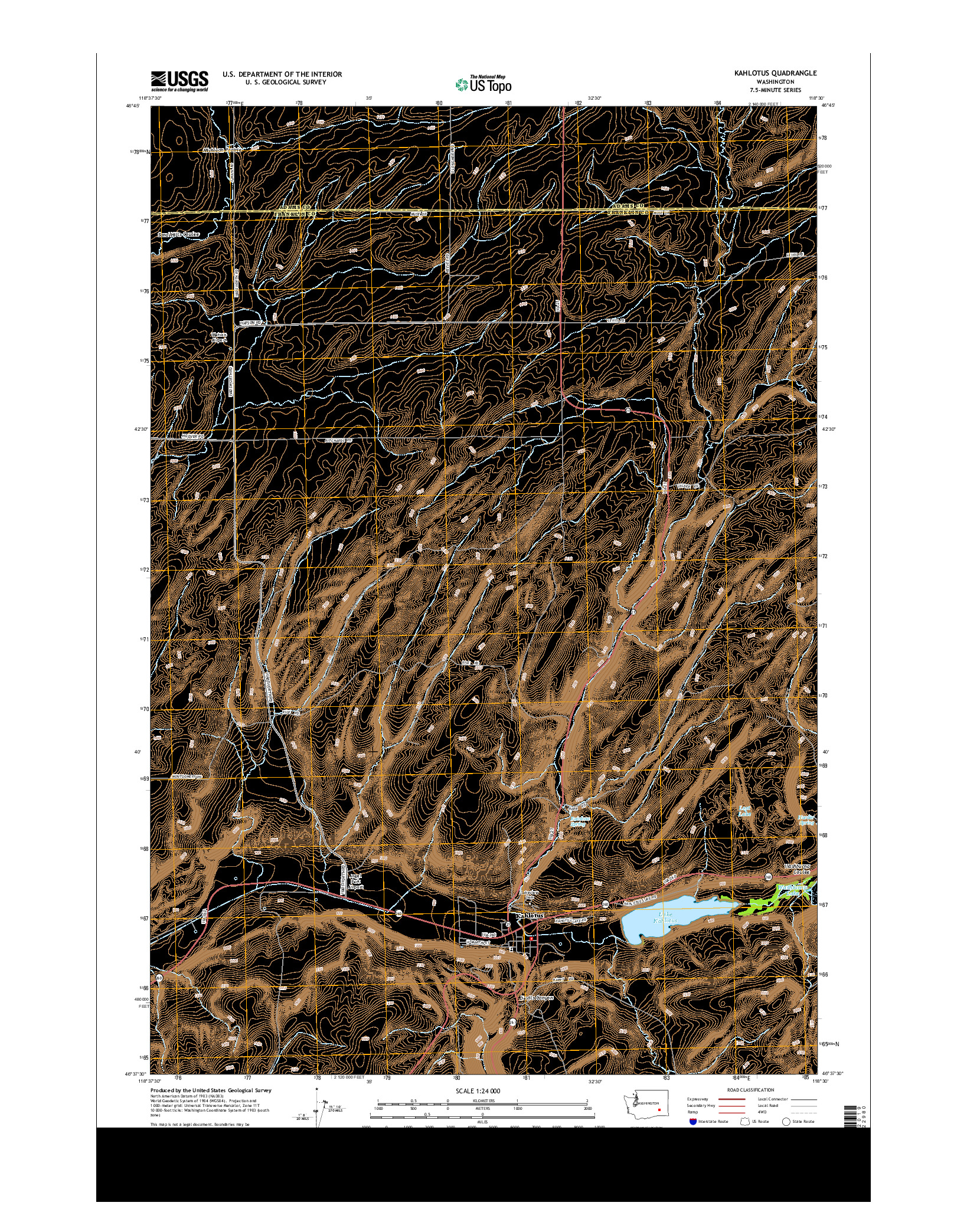 USGS US TOPO 7.5-MINUTE MAP FOR KAHLOTUS, WA 2014