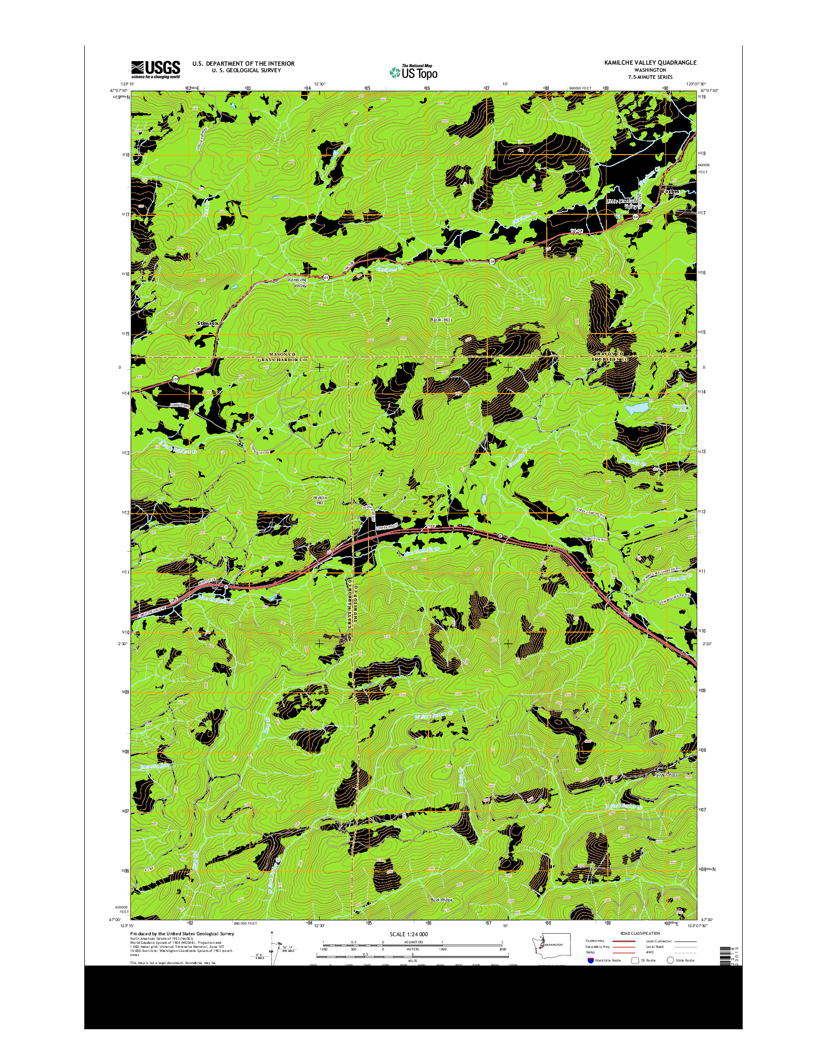 USGS US TOPO 7.5-MINUTE MAP FOR KAMILCHE VALLEY, WA 2014