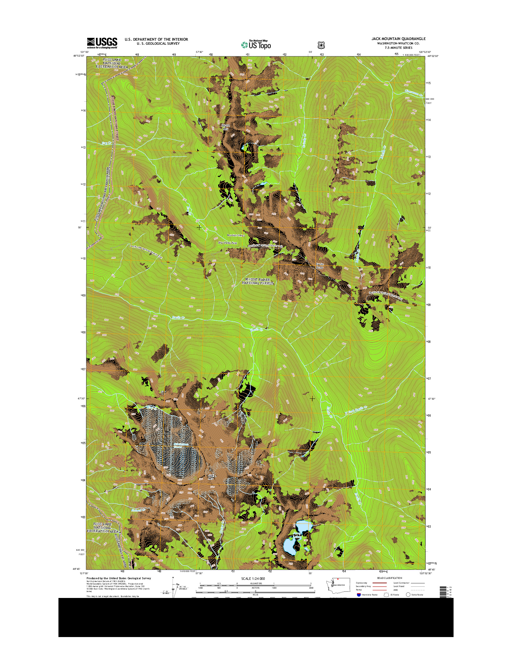 USGS US TOPO 7.5-MINUTE MAP FOR JACK MOUNTAIN, WA 2014