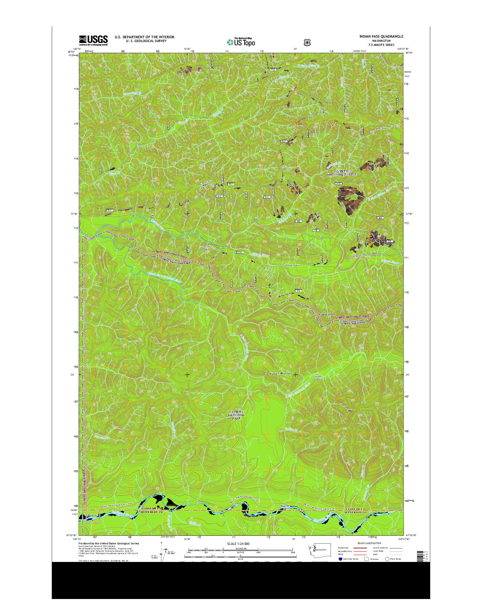 USGS US TOPO 7.5-MINUTE MAP FOR INDIAN PASS, WA 2014