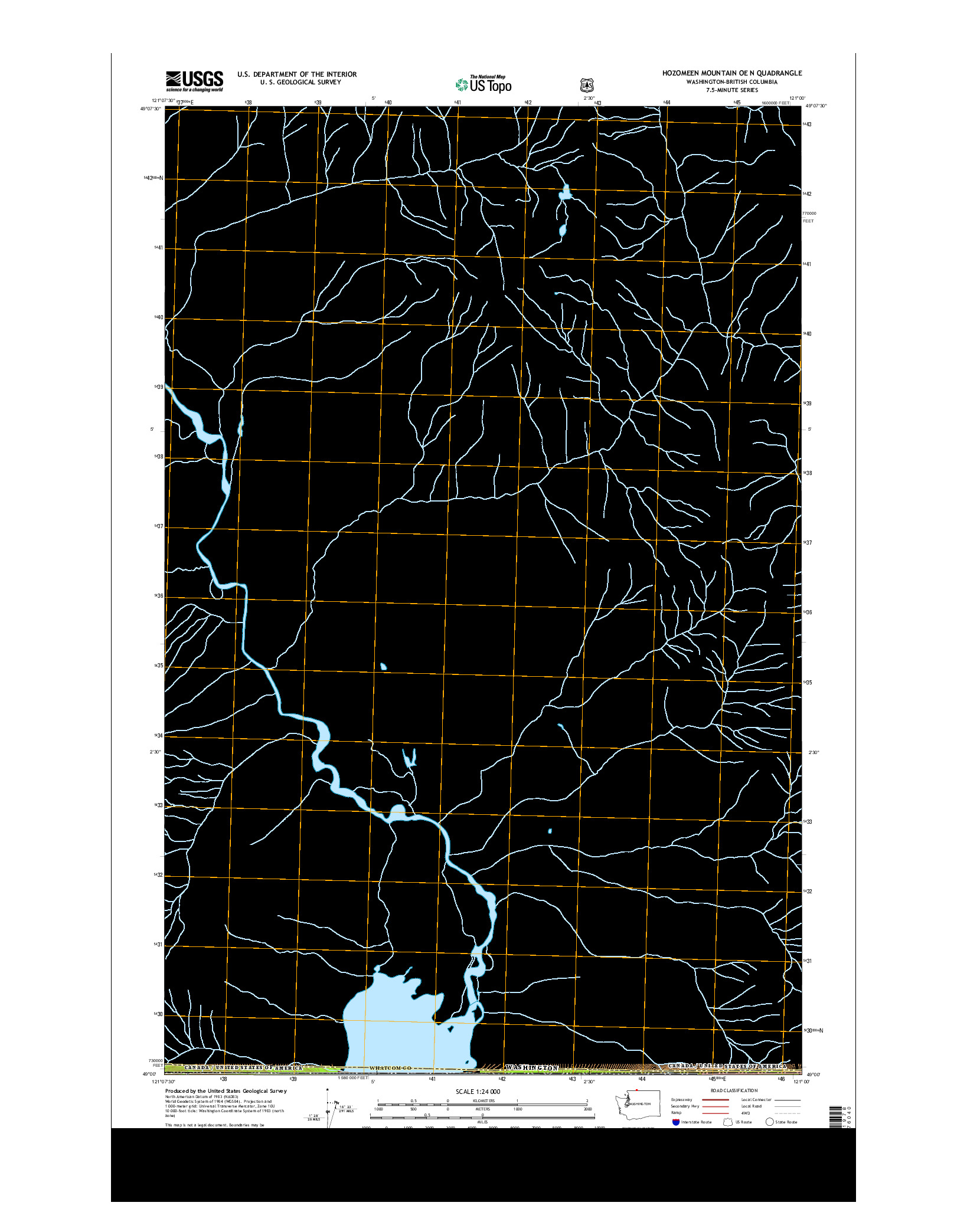 USGS US TOPO 7.5-MINUTE MAP FOR HOZOMEEN MOUNTAIN OE N, WA-BC 2014