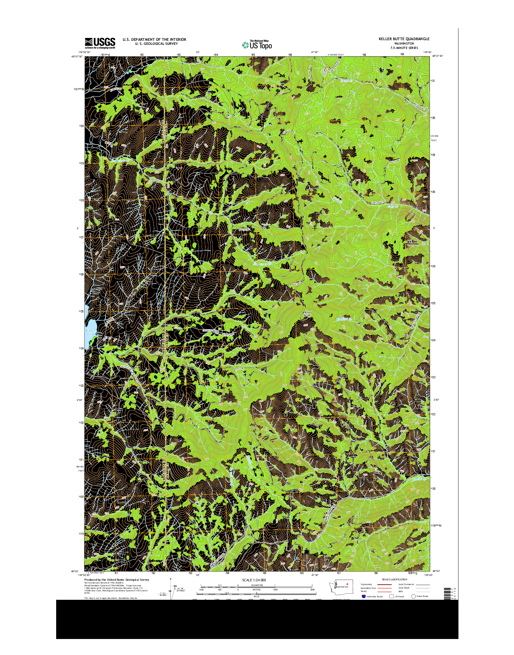 USGS US TOPO 7.5-MINUTE MAP FOR KELLER BUTTE, WA 2014