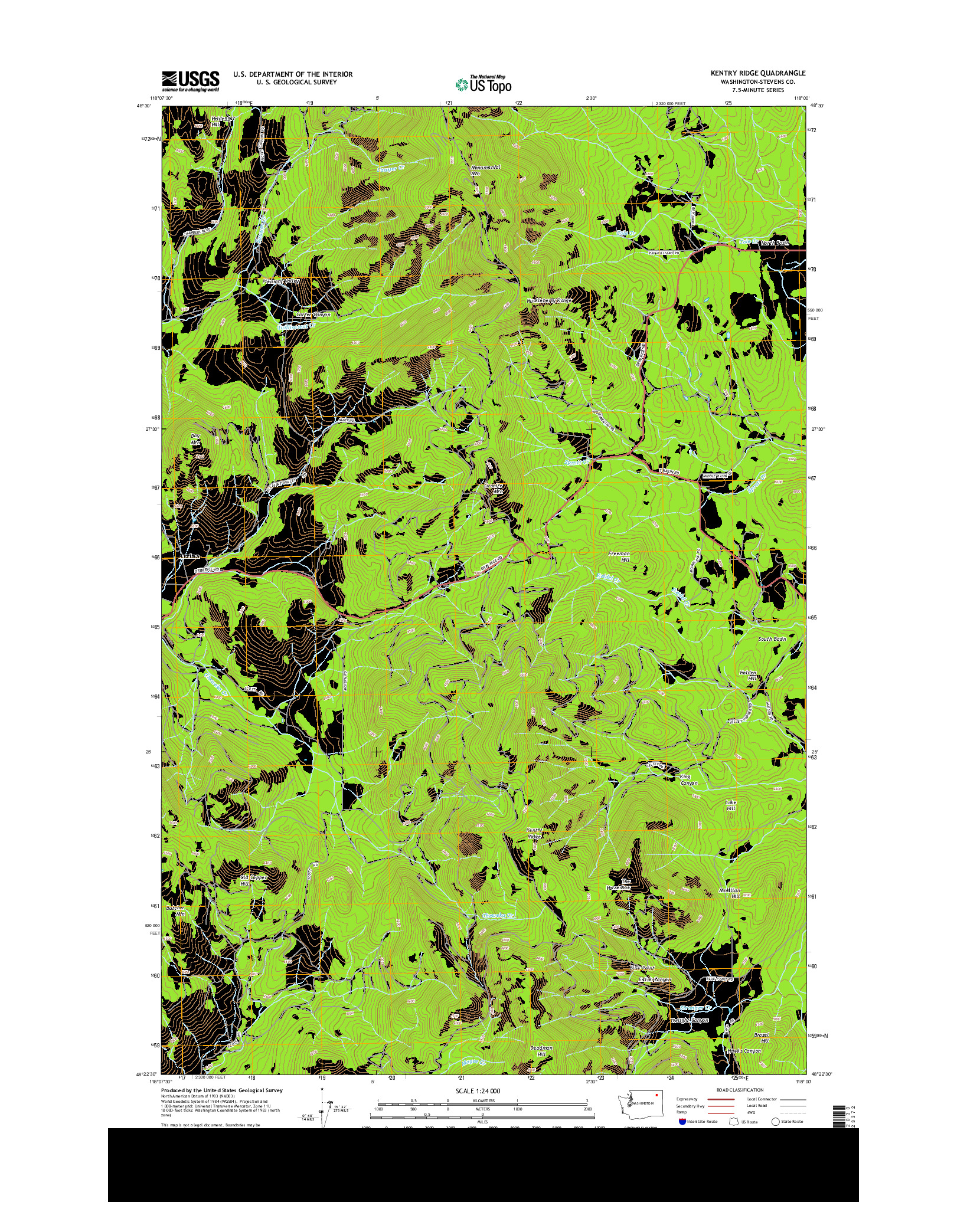 USGS US TOPO 7.5-MINUTE MAP FOR KENTRY RIDGE, WA 2014