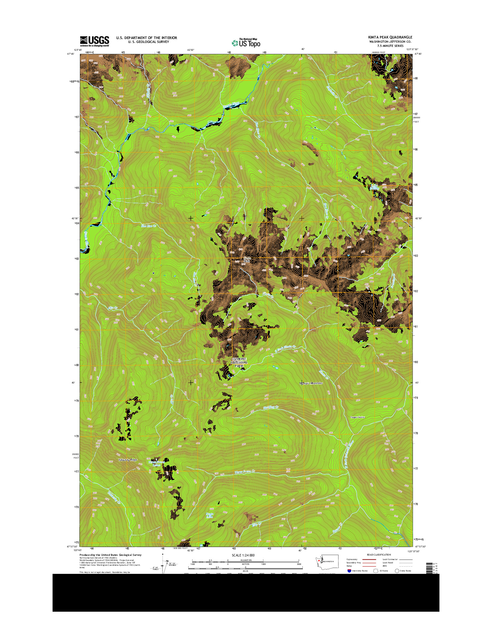 USGS US TOPO 7.5-MINUTE MAP FOR KIMTA PEAK, WA 2014