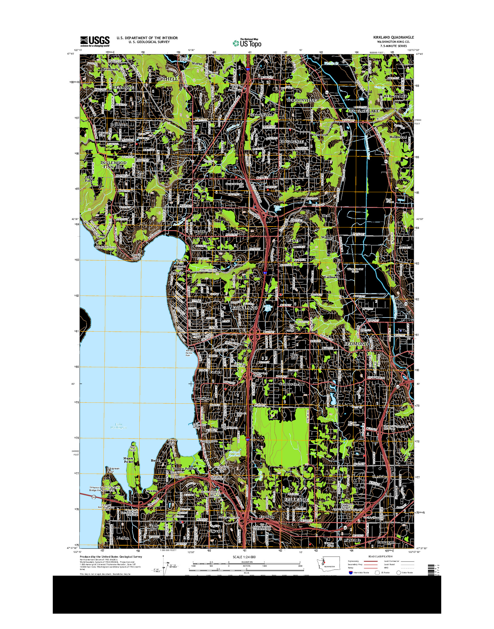 USGS US TOPO 7.5-MINUTE MAP FOR KIRKLAND, WA 2014