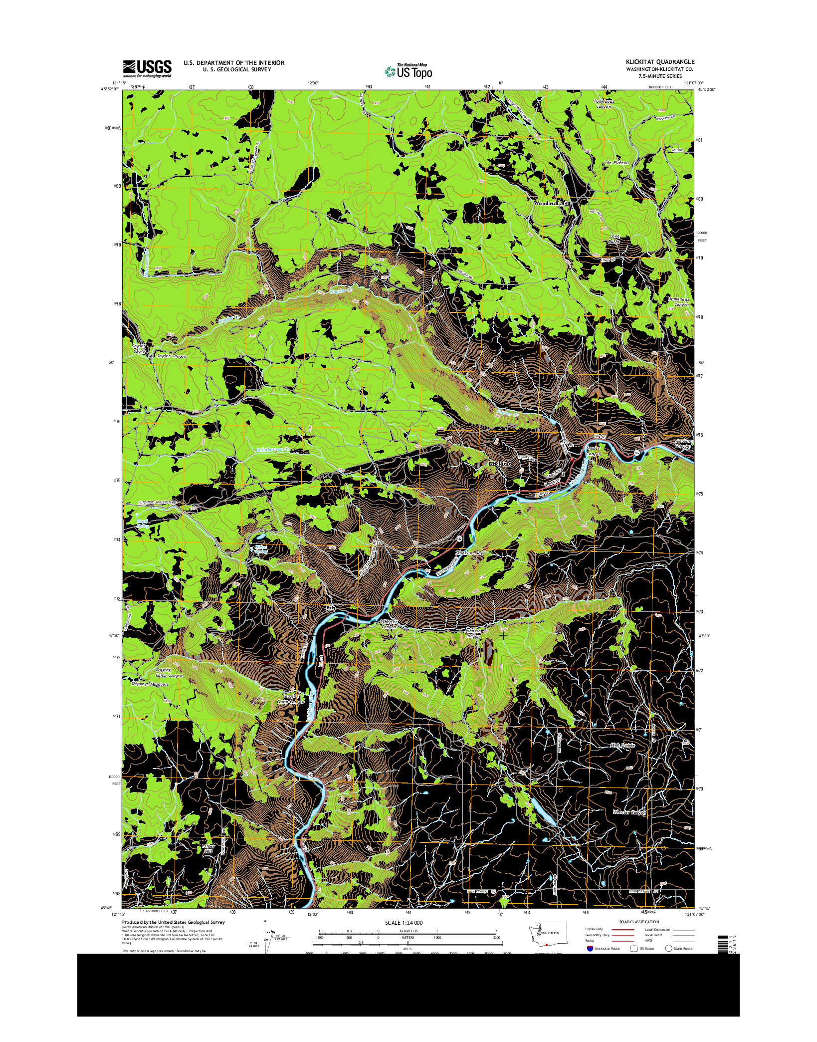 USGS US TOPO 7.5-MINUTE MAP FOR KLICKITAT, WA 2014