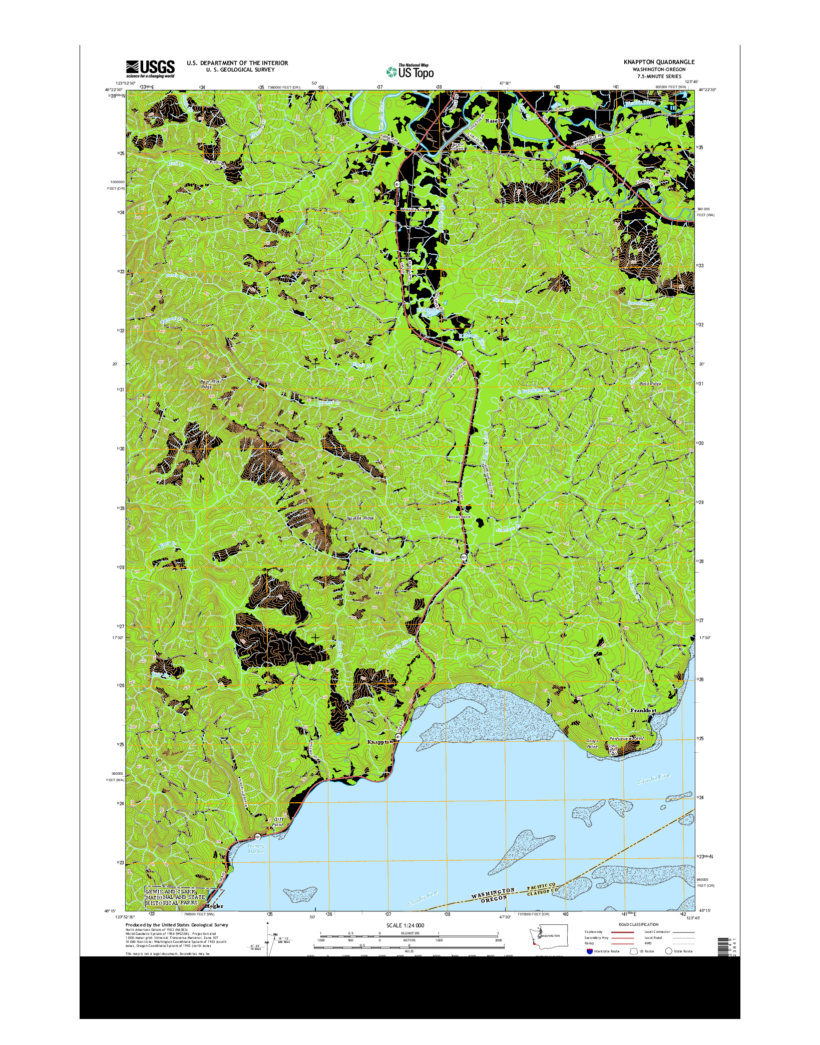 USGS US TOPO 7.5-MINUTE MAP FOR KNAPPTON, WA-OR 2014