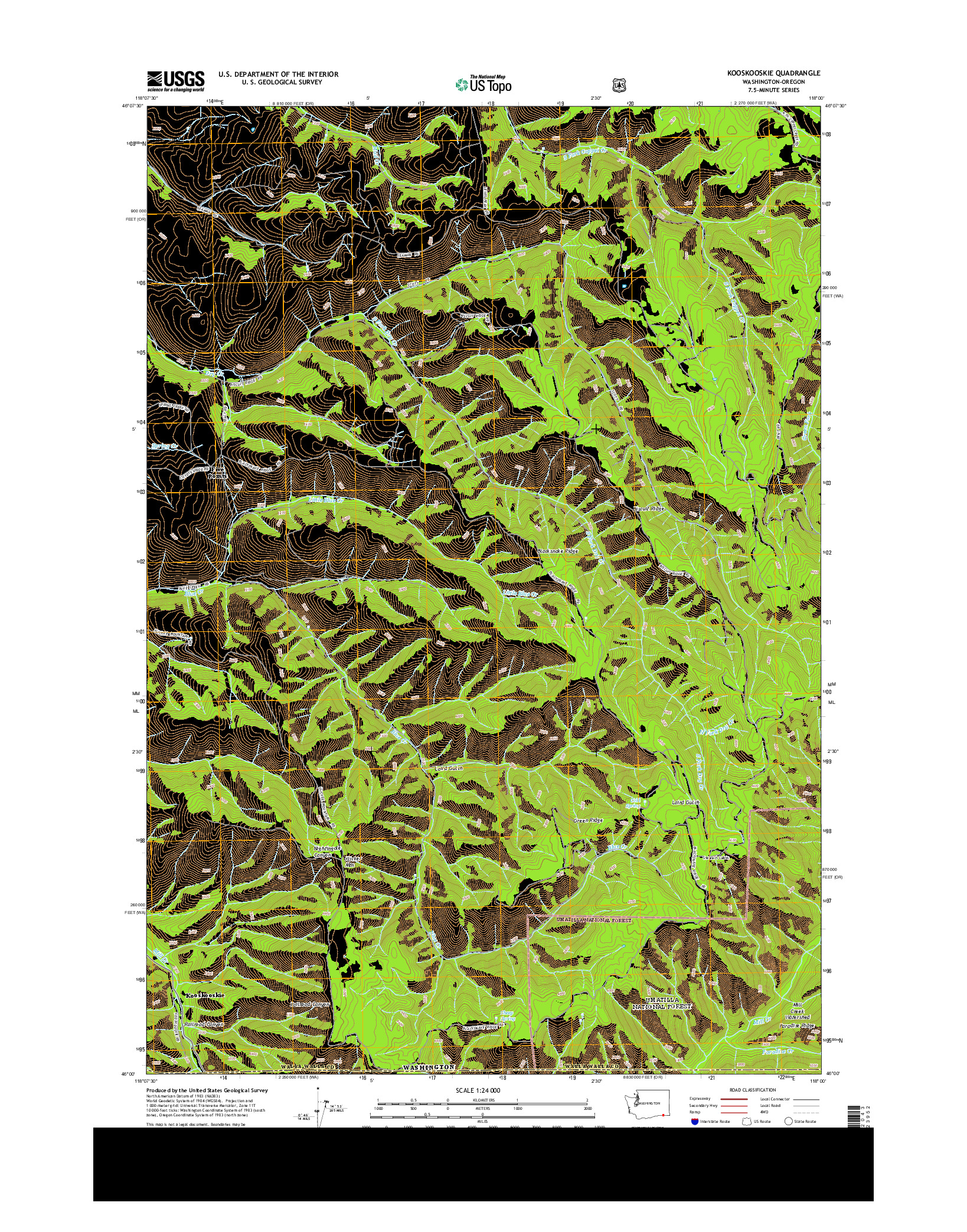 USGS US TOPO 7.5-MINUTE MAP FOR KOOSKOOSKIE, WA-OR 2014