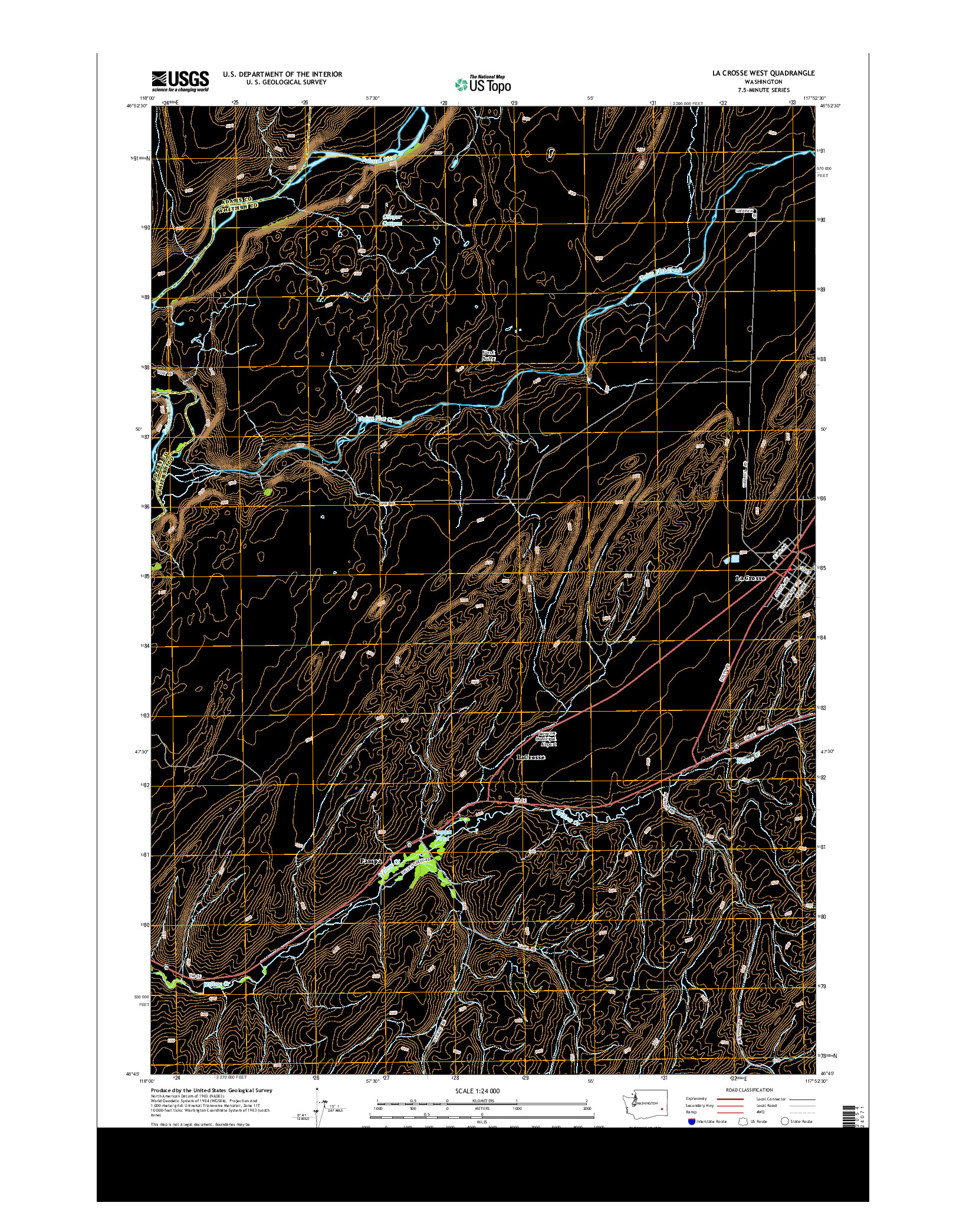 USGS US TOPO 7.5-MINUTE MAP FOR LA CROSSE WEST, WA 2014