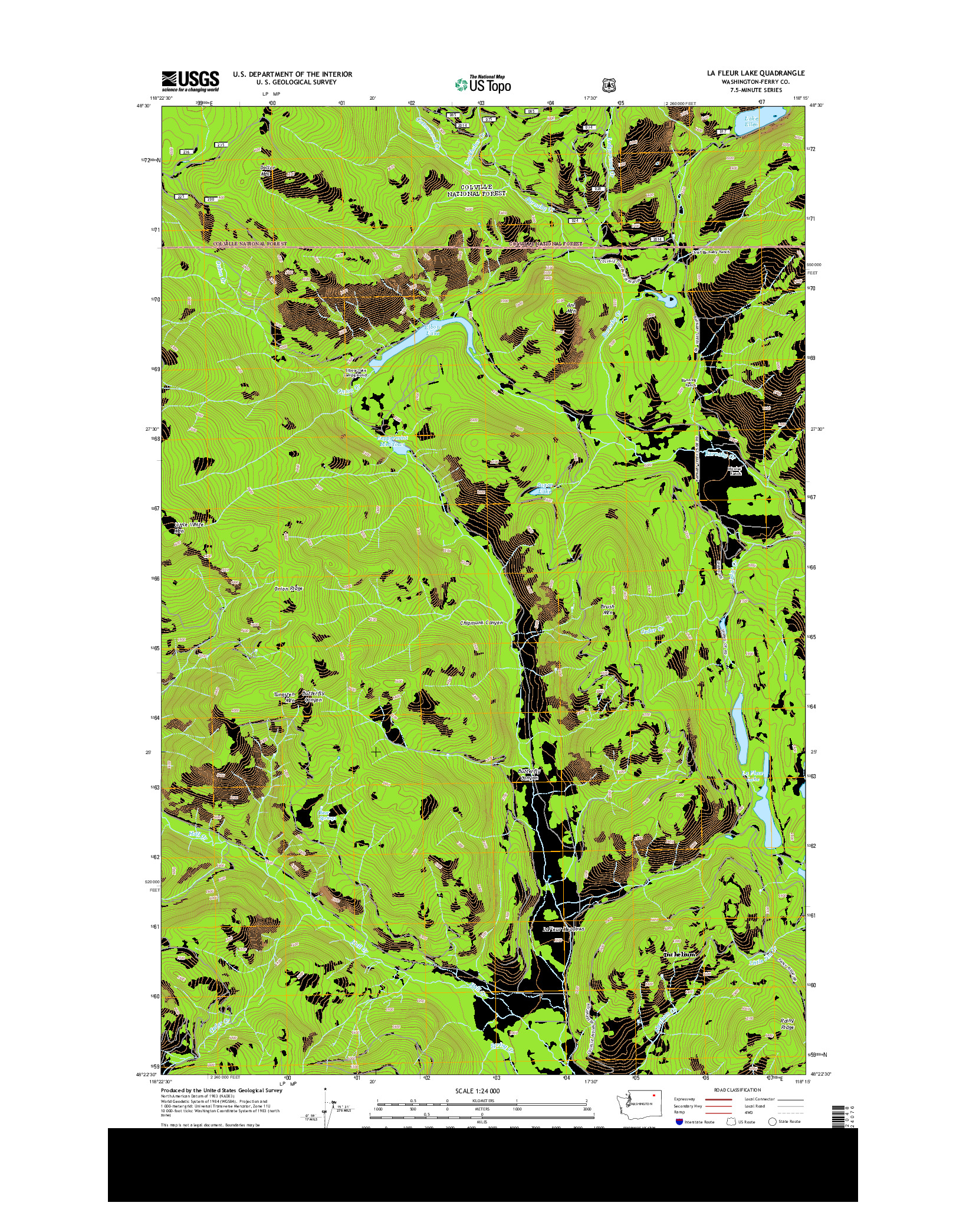 USGS US TOPO 7.5-MINUTE MAP FOR LA FLEUR LAKE, WA 2014