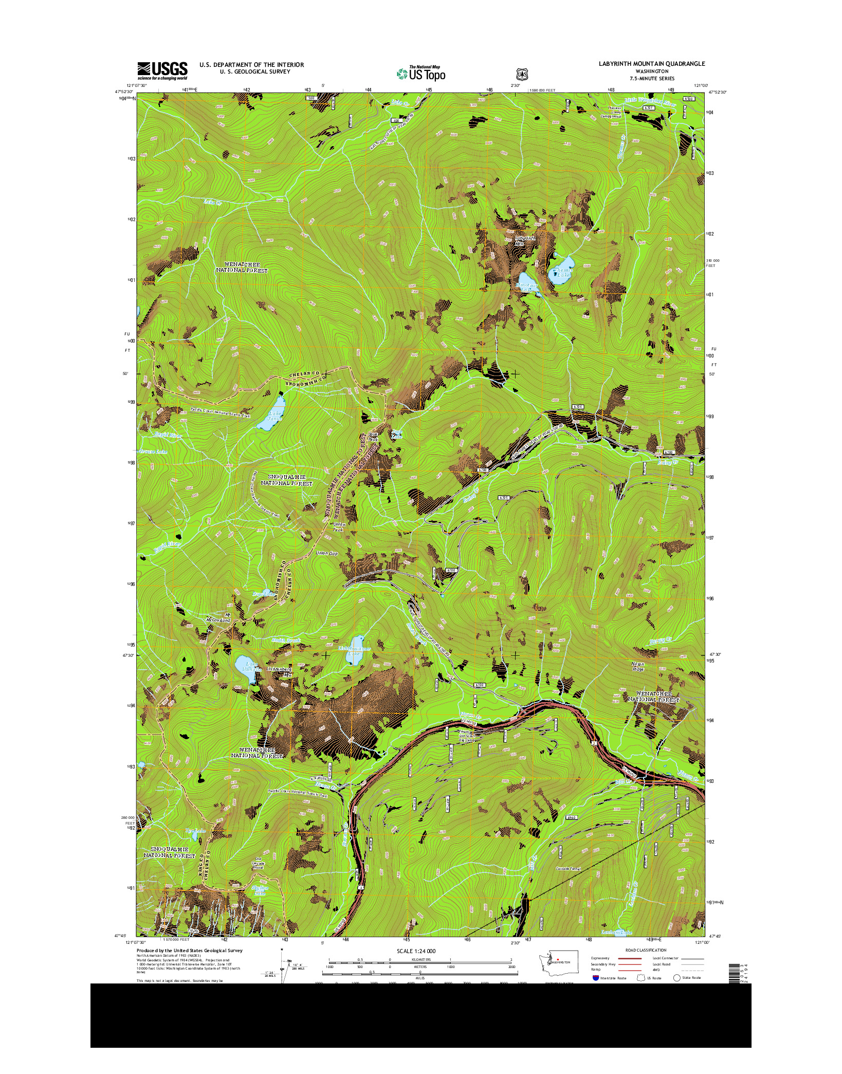 USGS US TOPO 7.5-MINUTE MAP FOR LABYRINTH MOUNTAIN, WA 2014