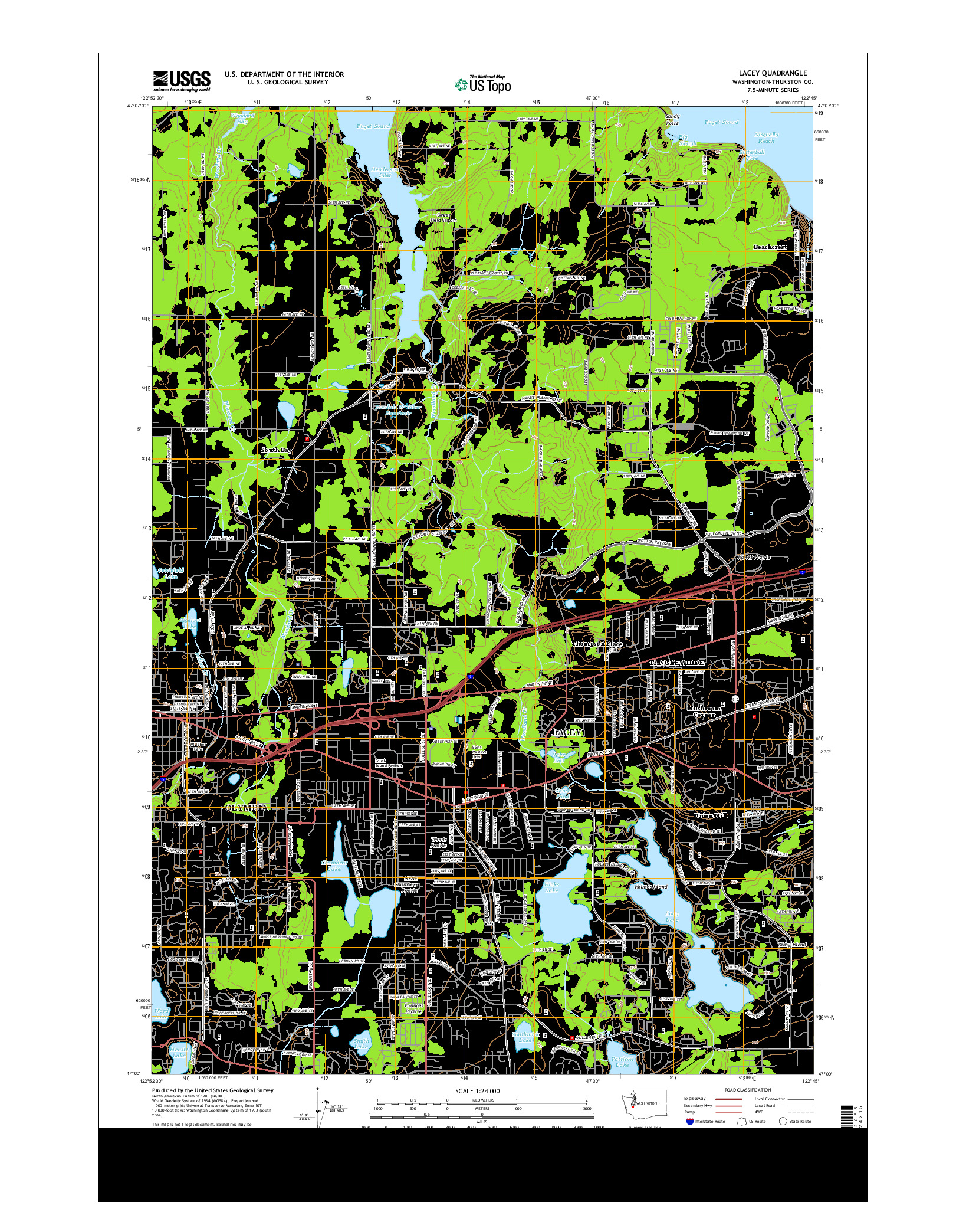 USGS US TOPO 7.5-MINUTE MAP FOR LACEY, WA 2014