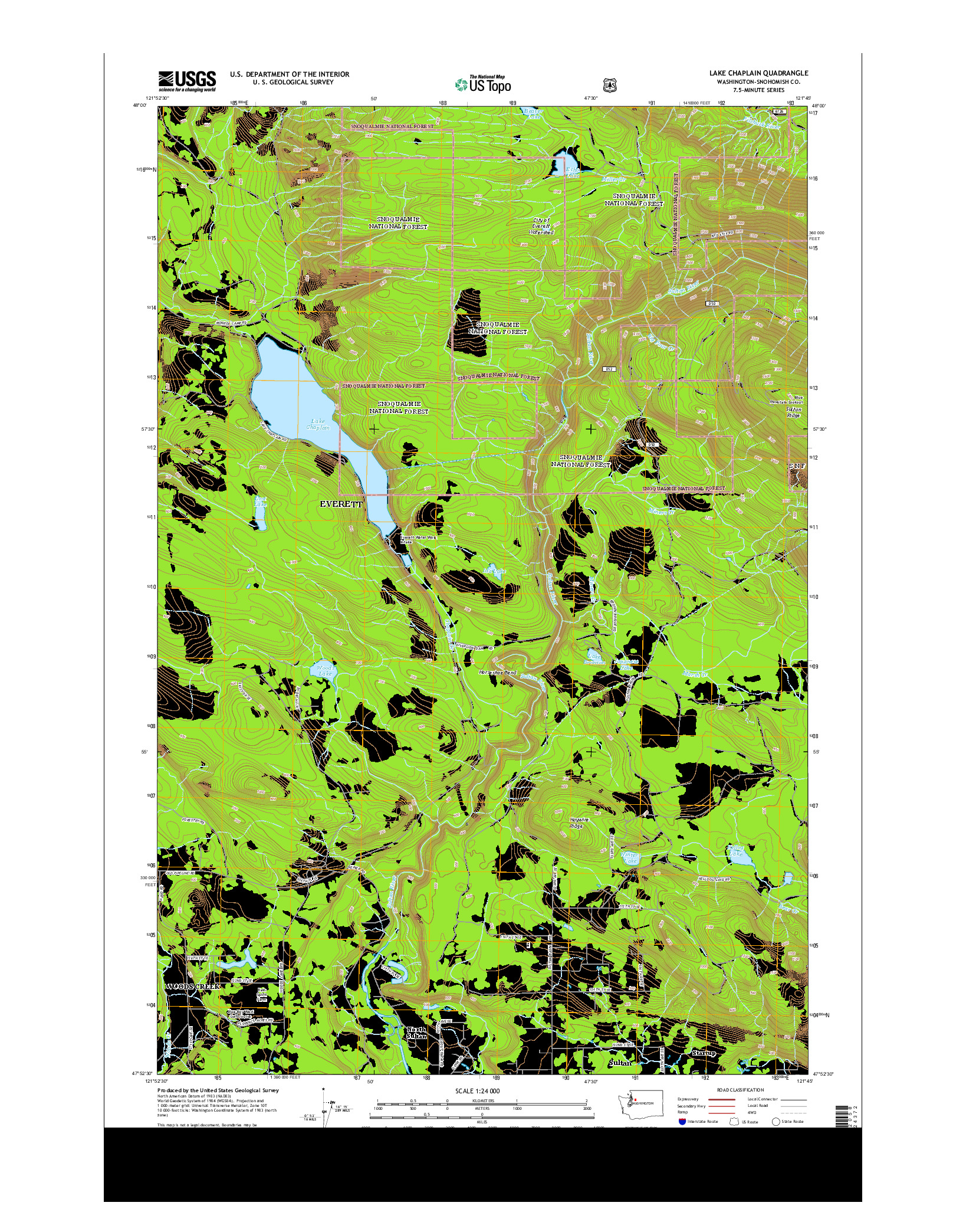 USGS US TOPO 7.5-MINUTE MAP FOR LAKE CHAPLAIN, WA 2014