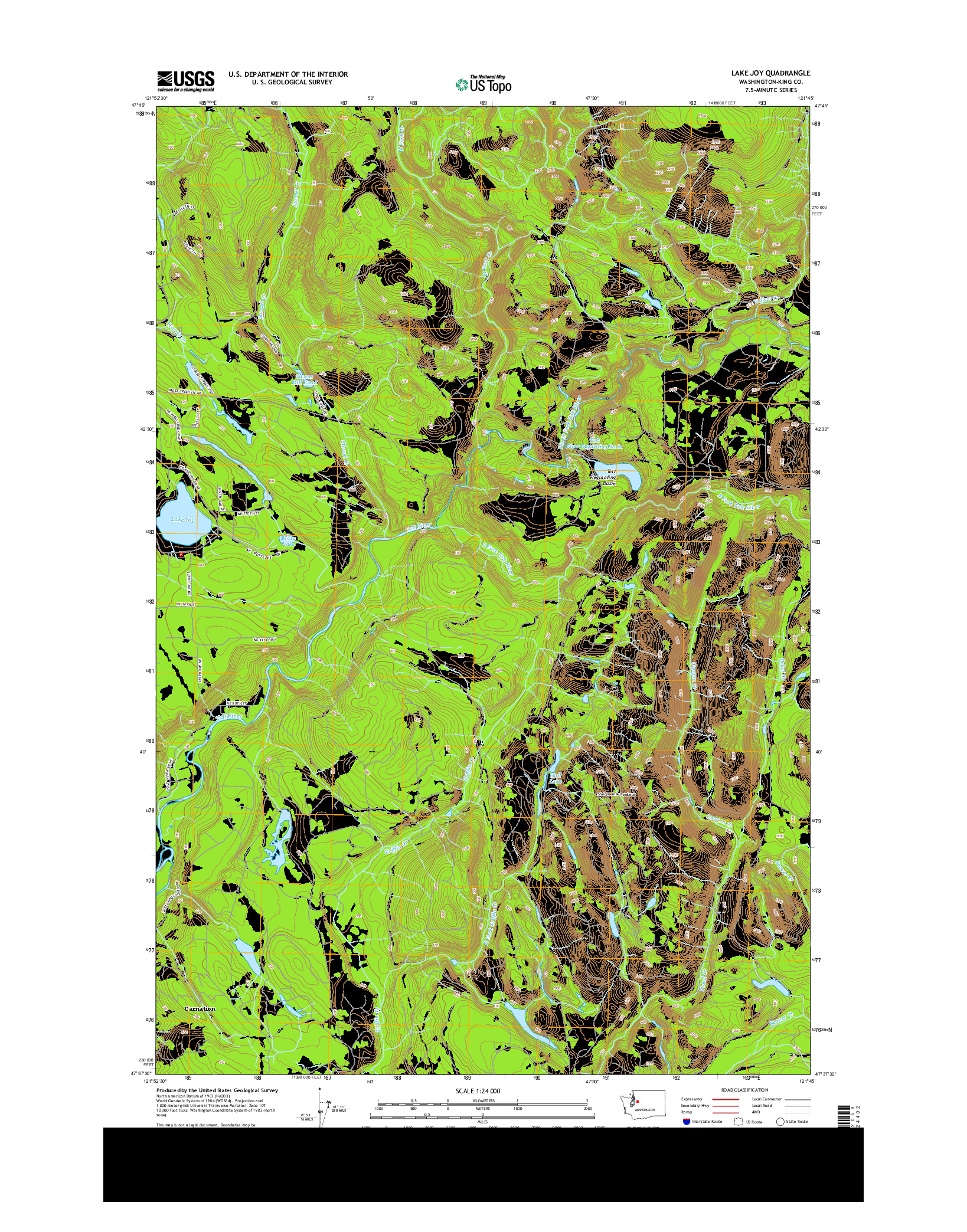 USGS US TOPO 7.5-MINUTE MAP FOR LAKE JOY, WA 2014