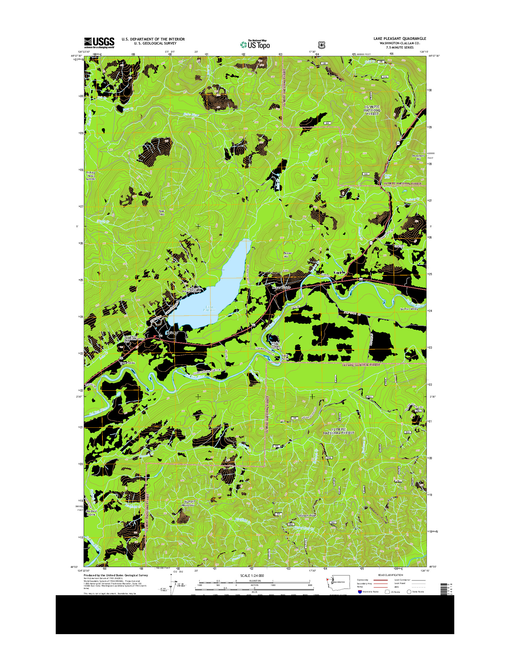 USGS US TOPO 7.5-MINUTE MAP FOR LAKE PLEASANT, WA 2014
