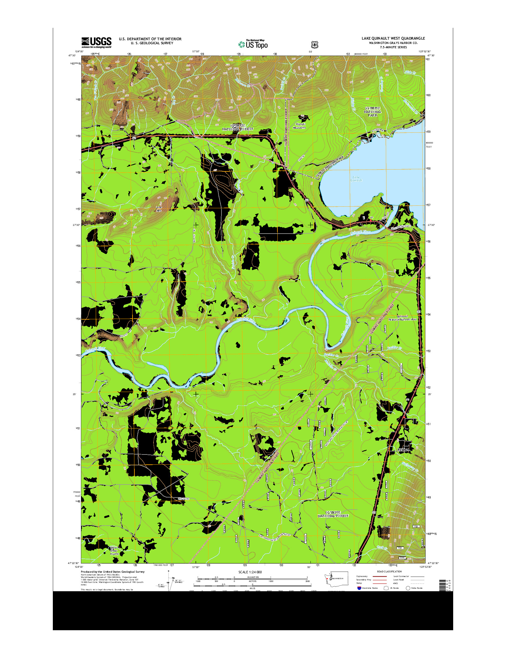 USGS US TOPO 7.5-MINUTE MAP FOR LAKE QUINAULT WEST, WA 2014