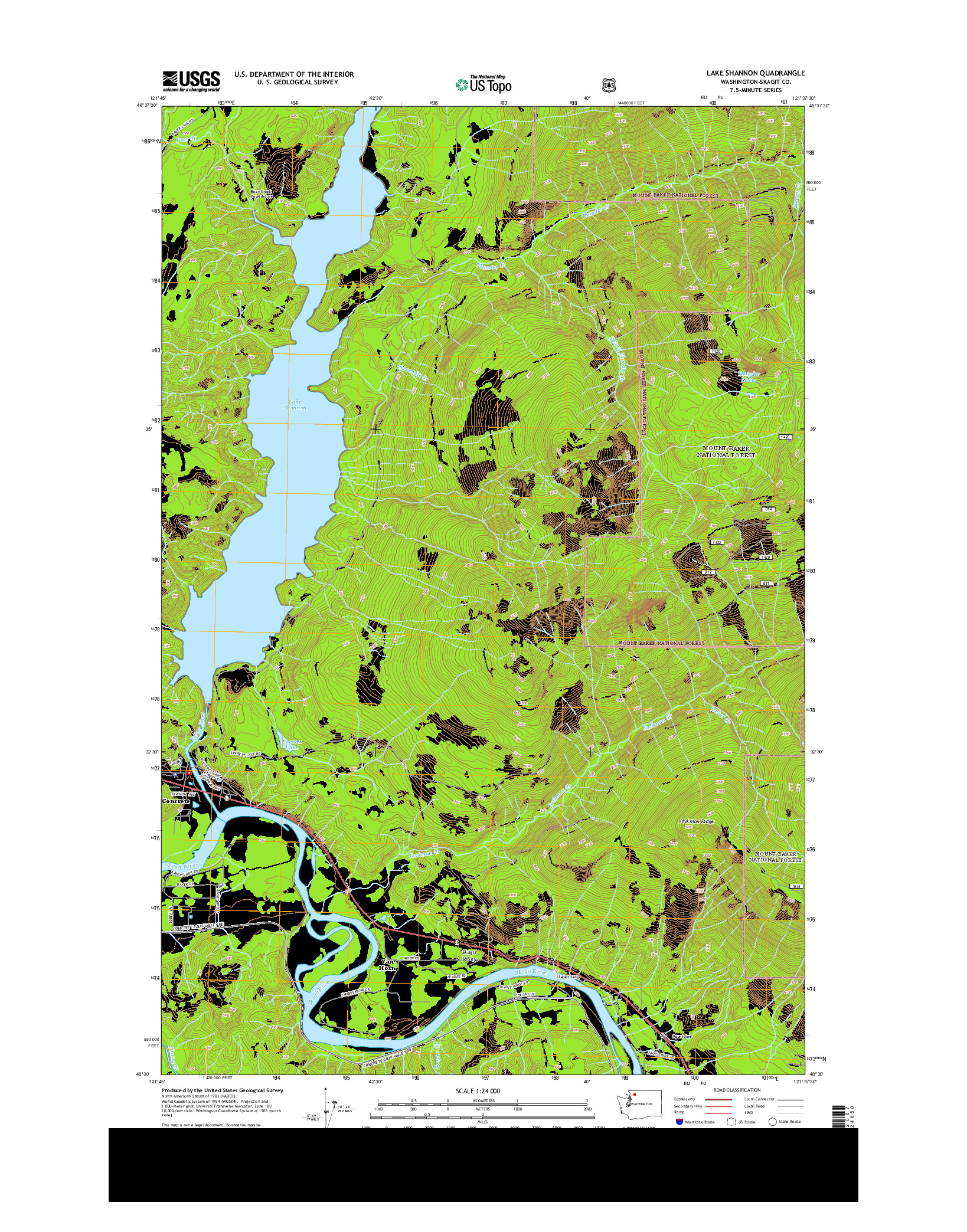 USGS US TOPO 7.5-MINUTE MAP FOR LAKE SHANNON, WA 2014