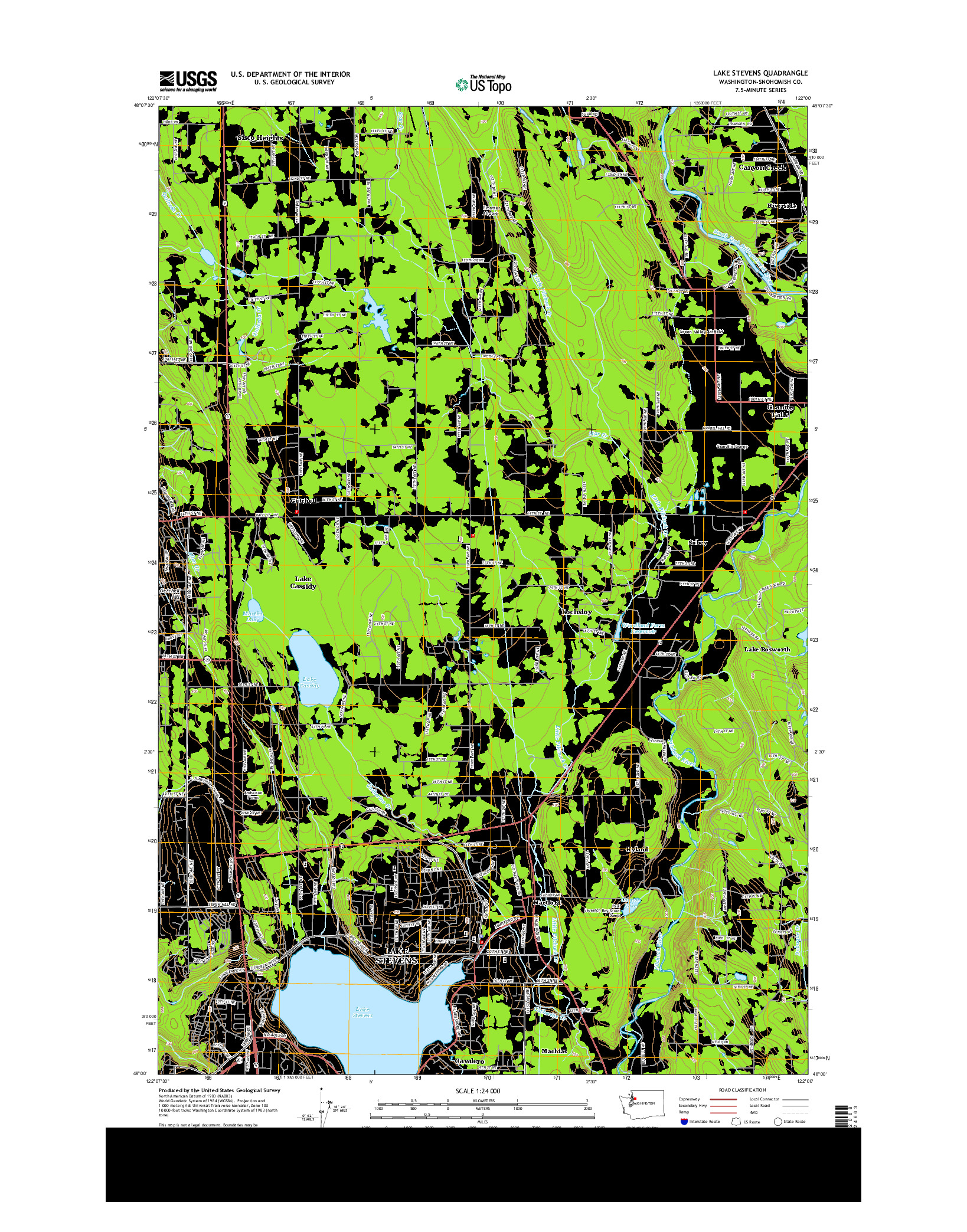 USGS US TOPO 7.5-MINUTE MAP FOR LAKE STEVENS, WA 2014