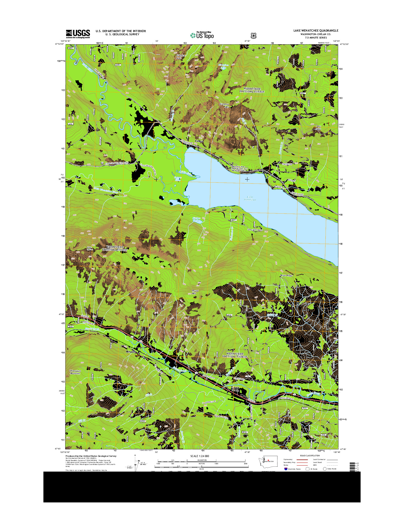 USGS US TOPO 7.5-MINUTE MAP FOR LAKE WENATCHEE, WA 2014