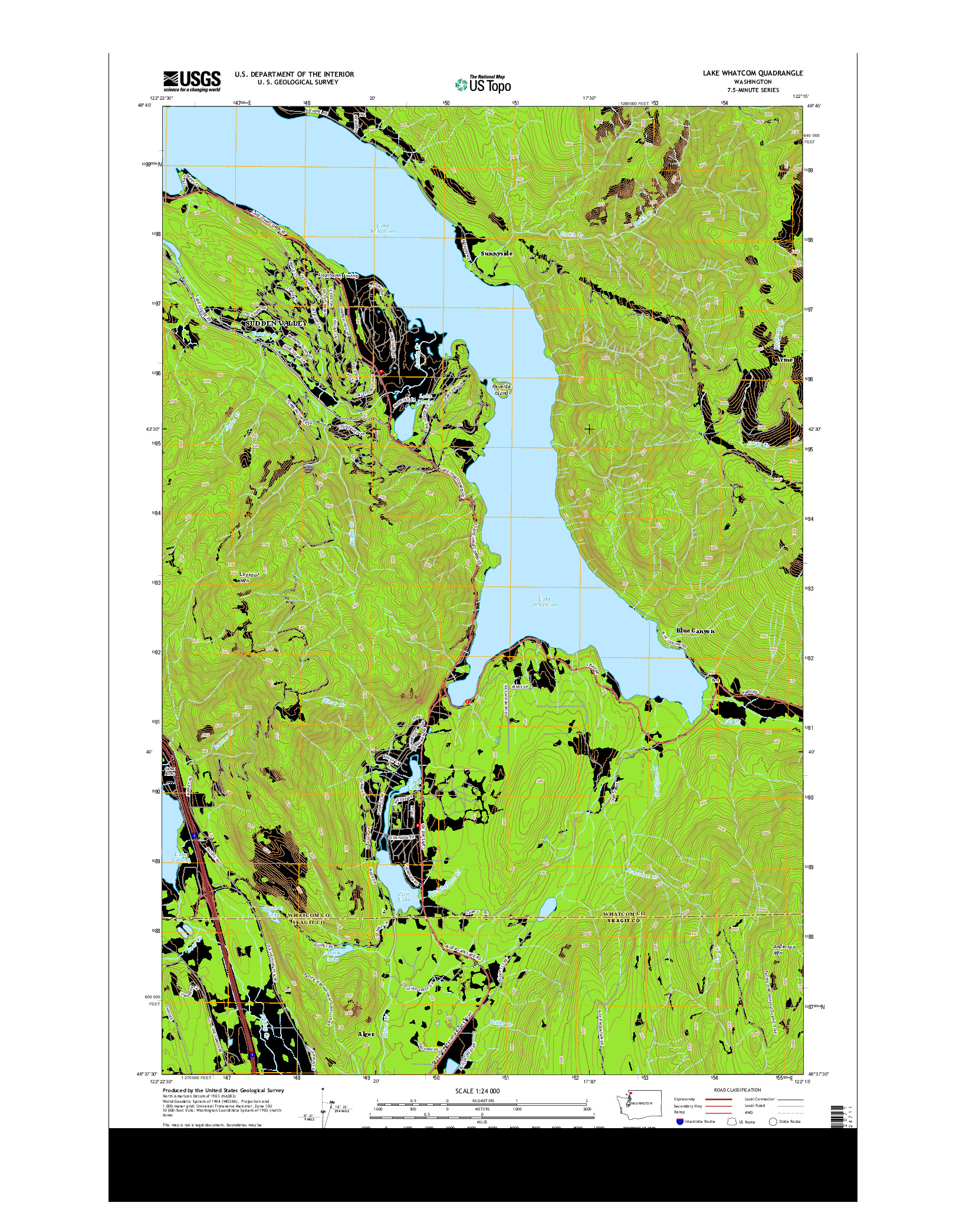 USGS US TOPO 7.5-MINUTE MAP FOR LAKE WHATCOM, WA 2014